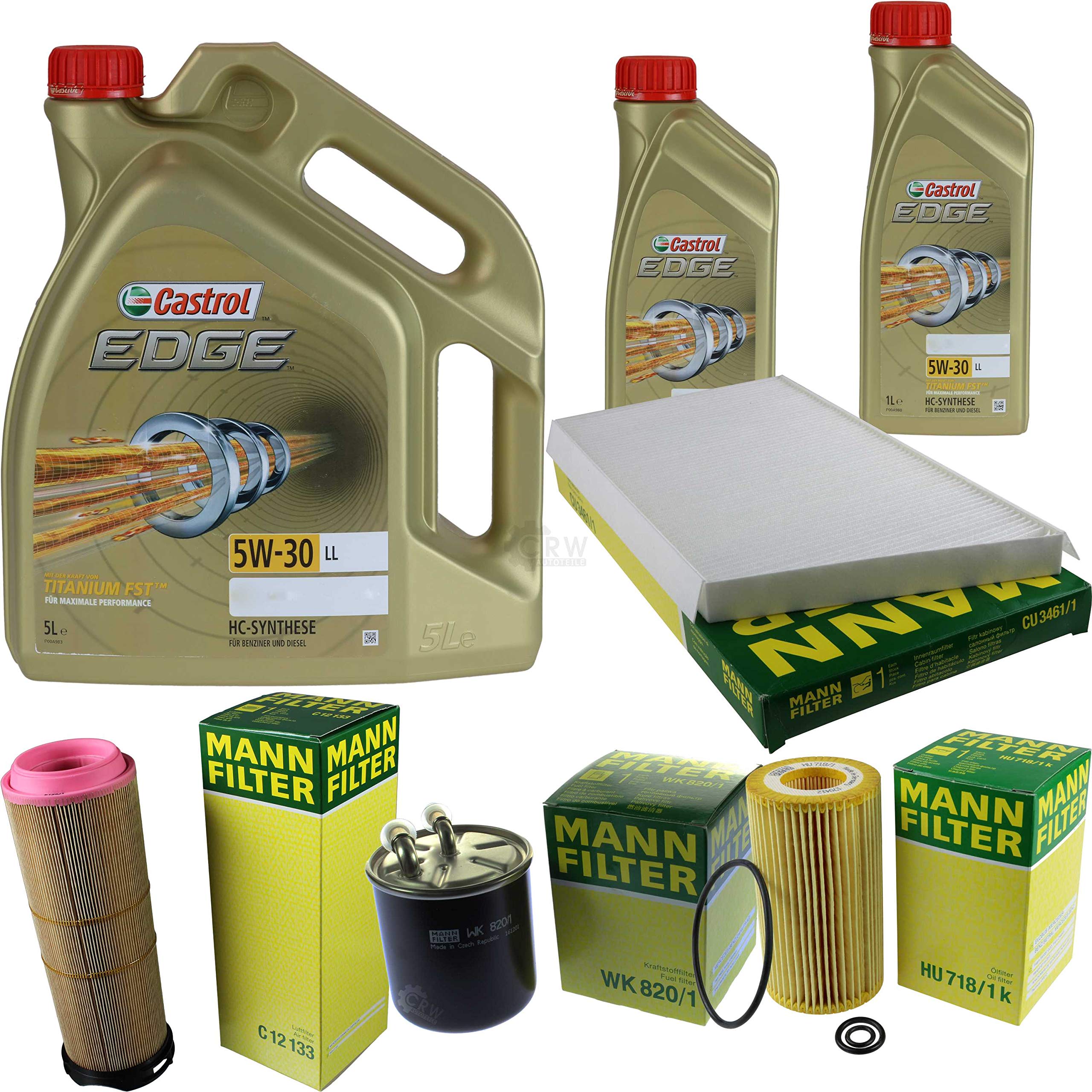 Set di filtri da 7 litri di olio motore EDGE Titanium FST 5W-30 LL MANN-FILTER filtro abitacolo filtro carburante filtro aria filtro olio
