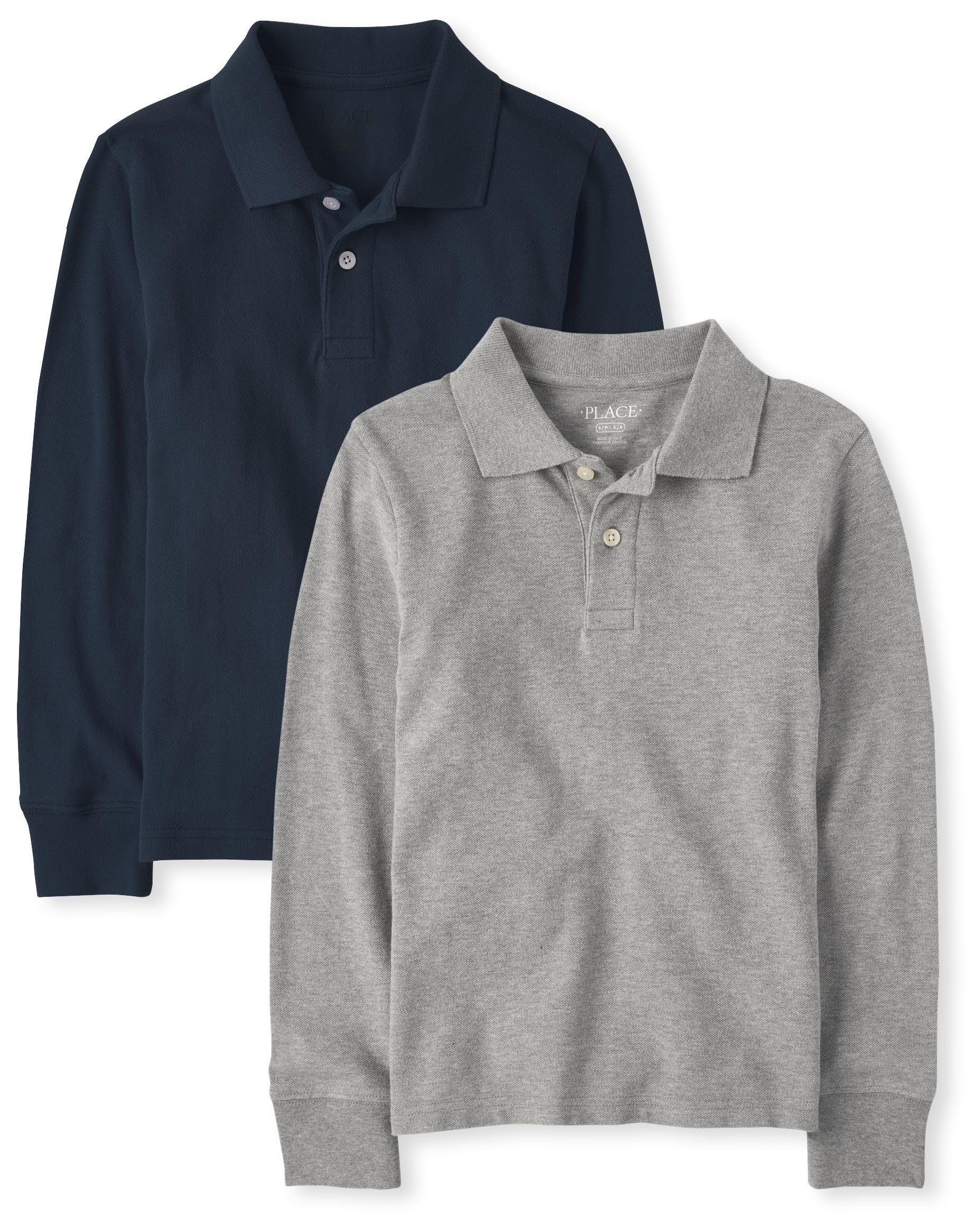 The Children's Place Boys Uniform Long Sleeve Pique Polo