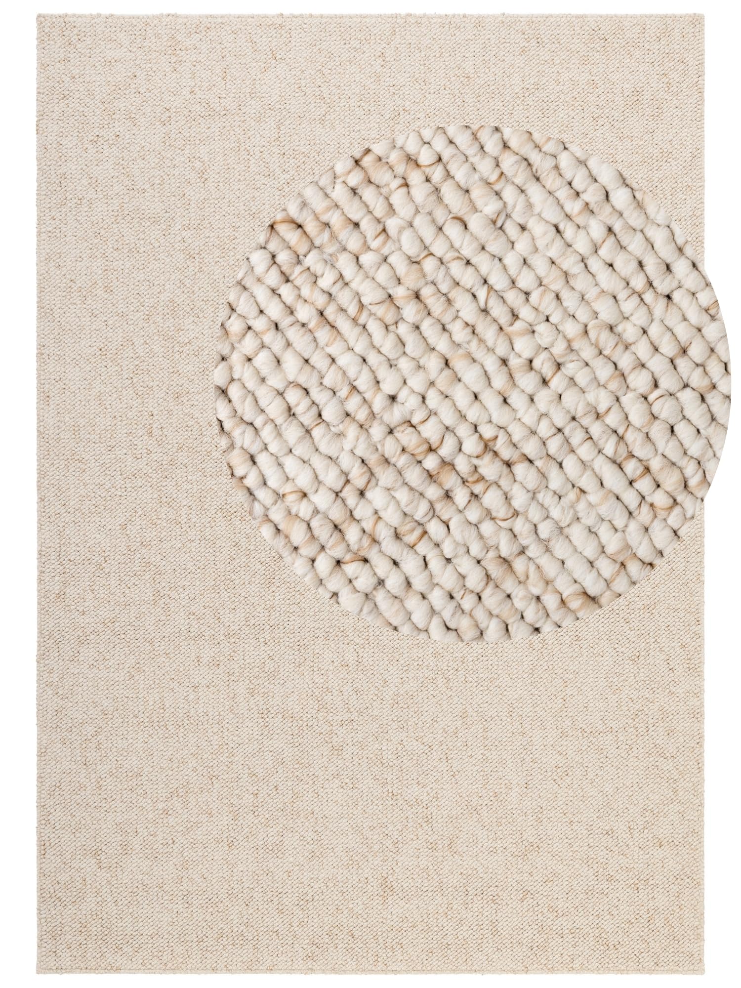 ELLE Decoration Rocco Tapis Doux à Tissage Plat, Lavable en Machine, Aspect Laine, Durable et Durable, Moderne, Look scandinave, pour Salon, Salle à Manger, Chambre à Coucher, Couloir - Crème - 160 x
