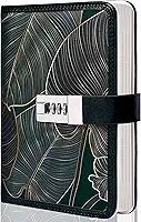 CAGIE Diário digital com combinação de fecho, 224 páginas, diário de segredos bloqueáveis, design de folhas impressas para adultos, 12 x 18 cm, verde