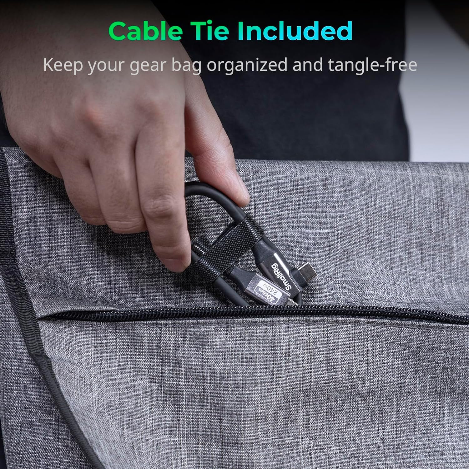 SMALLRIG USB4 40Gbps USB-C Cable, 240W Fast Charging & 8K@60Hz Video & 40Gbps Data Transfer, 35cm/13.8in Straight to Angled Connectors with Cable Tie, for MacBook for iPad Pro for iPhone - 5075 - Image 8