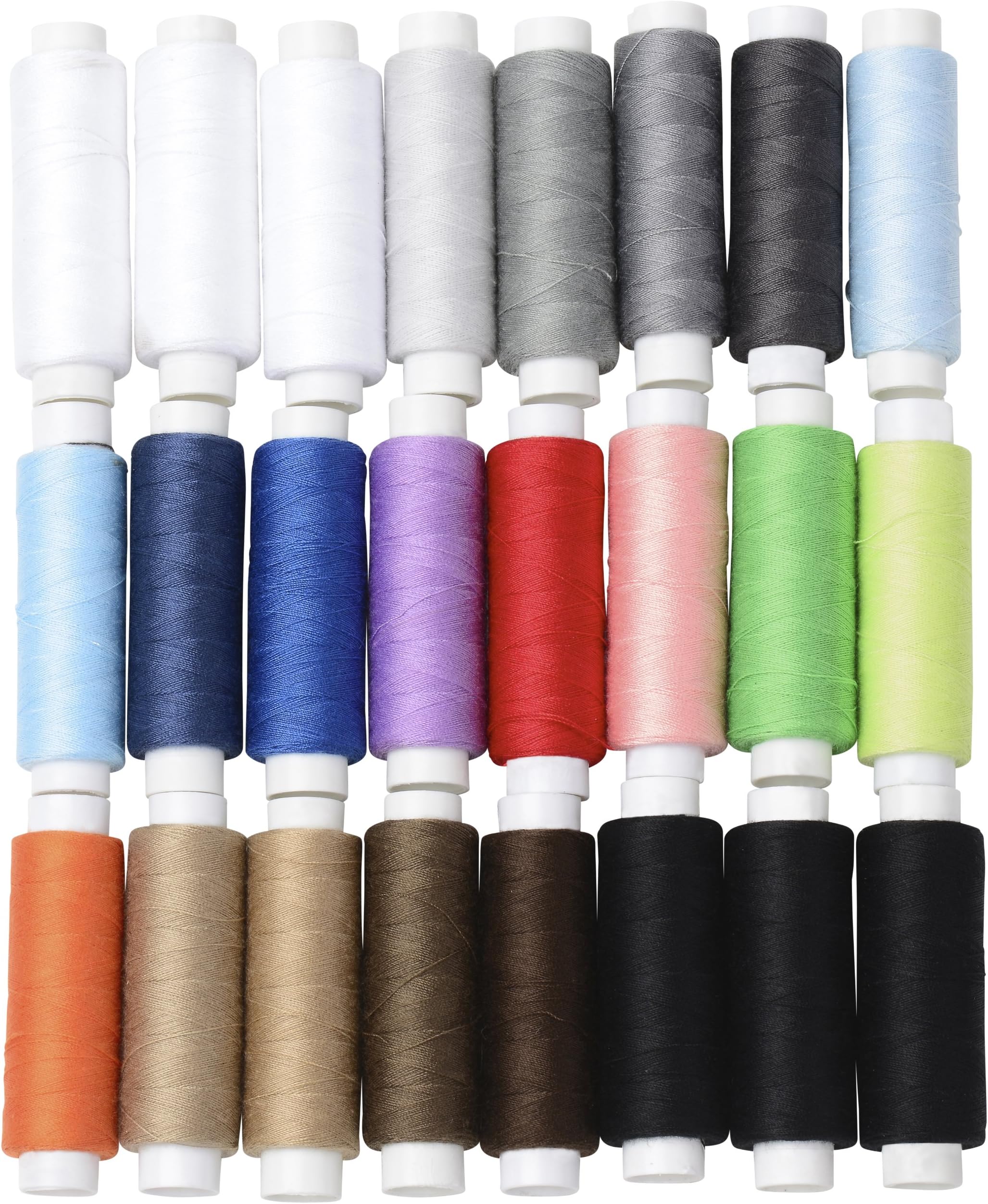 BYKES 24 Assorted Colors Polyester Sewing Thread Spool 200 Yards Each