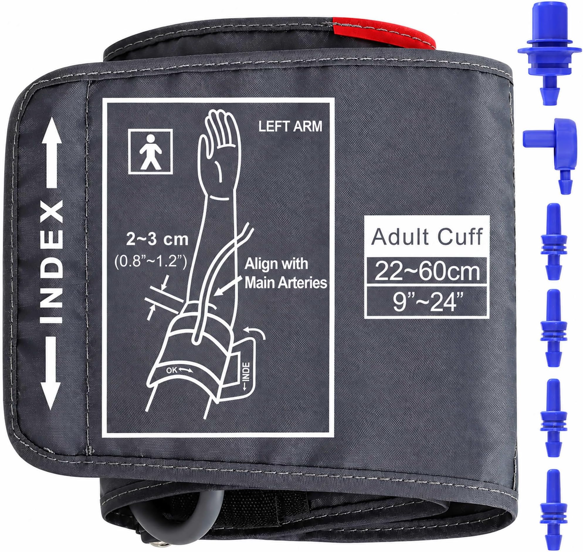 Extra Large Blood Pressure Cuff -6 Connectors, ELERA Replacement Extra Large Cuff Applicable for 22-60CM Big Arm, Compatible with Omron BP Monitors
