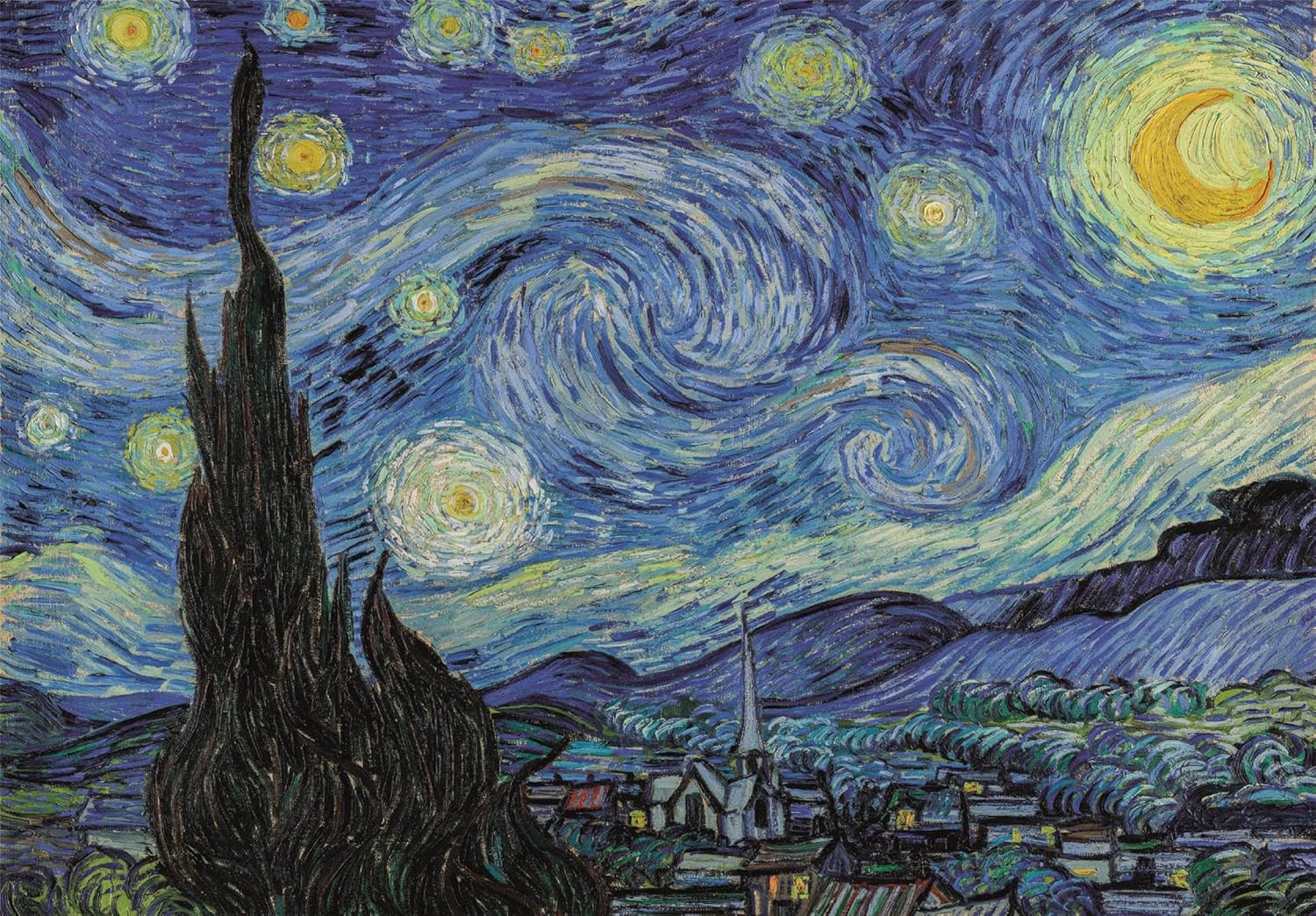 Clementoni - Van Gogh 37065 1000 Piece Art Puzzle for Adults and Children, Museum Collection, Starry Night Theme with Poster Included, Compact Box, Gift Idea for Men and Women, Made in Italy, 70 x 50