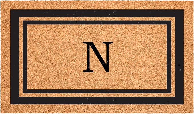 Calloway Mills Green Border 24" x 36" Monogram Doormat (Letter T)