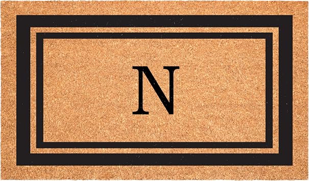 Calloway Mills 152962436N Black Border 24" x 36" Monogram Doormat, Letter N