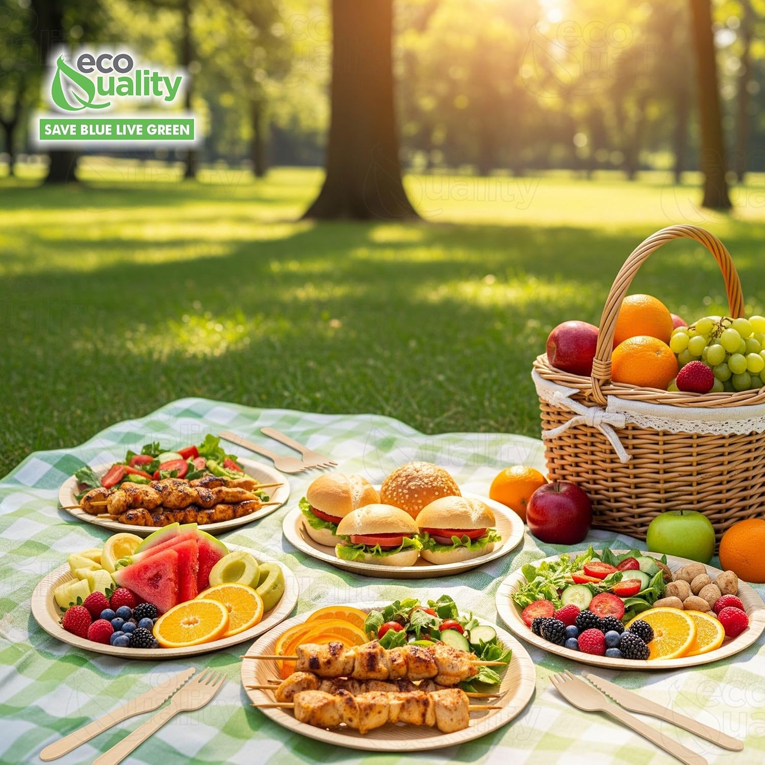 EcoQuality 100% Compostable 6-Inch Plates [1000 Count] - Natural SugarCane Biodegradable Compostable Bagasse Bamboo Environmentally Friendly - Plates for Dessert, Appetizers, Birthdays, Microwavable