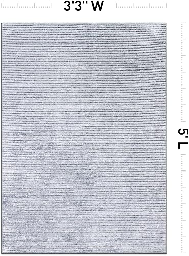 Miniatura 2 de Rugshop Alfombra contemporánea envejecida resistente a las manchas, tejido plano, ecológico, reciclado, lavable a máquina, 3 pies 3 pulgadas x 5