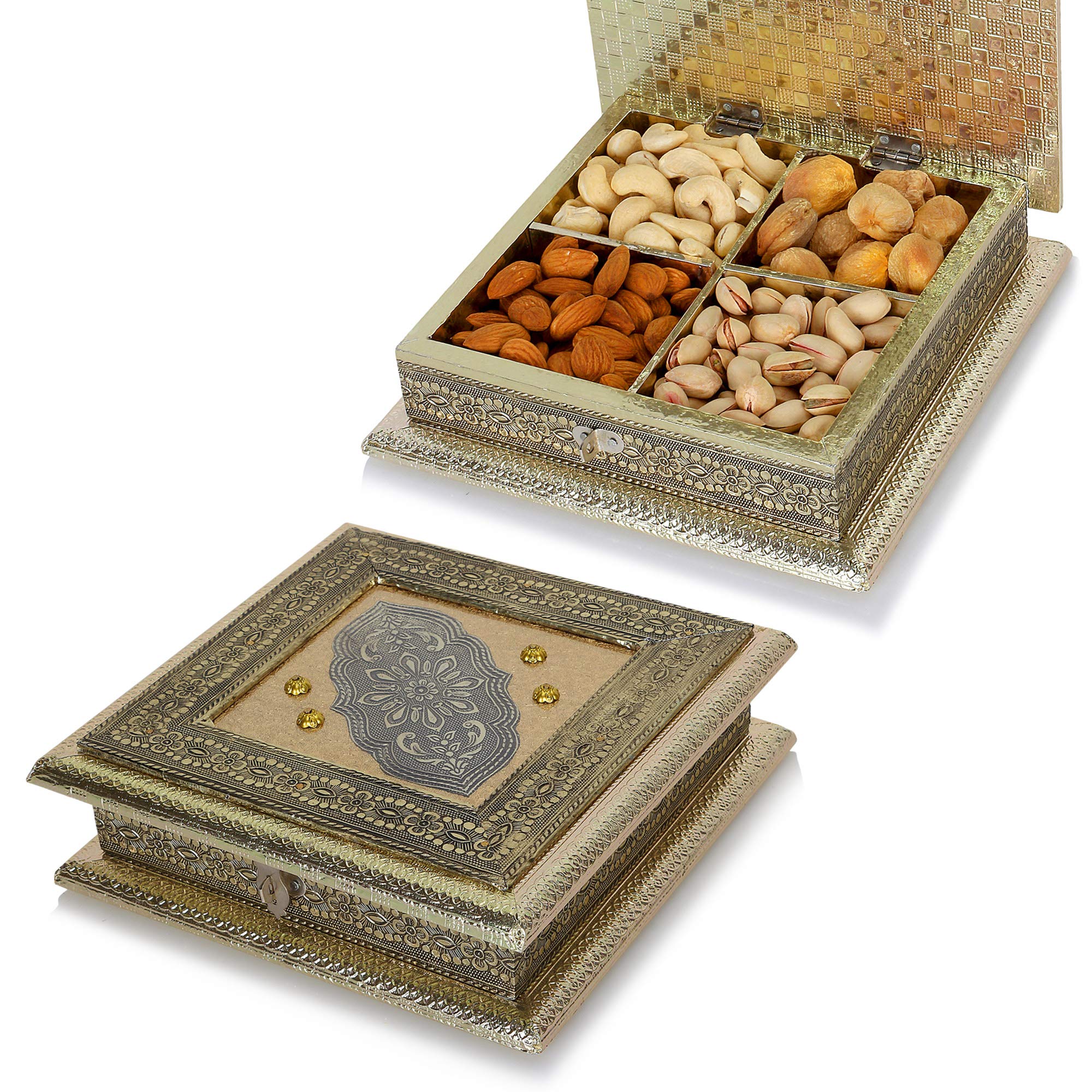 Fruitri Handmade Deepawali & Diwali Dry Fruits Combo Gift Pack β 4-Part Dry Fruits (100g Each, 8x8 Inches) | Perfect Christmas & Festival Gift 2