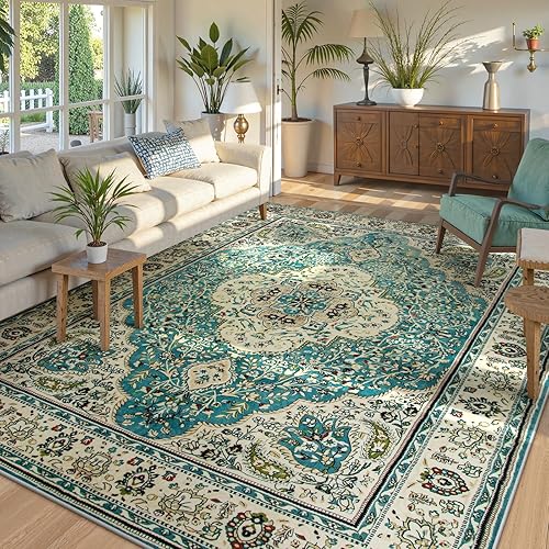 Miniatura 147 de Lahome Tapete tribal bohemio, pequeño, suave, antideslizante, lavable, de pelo corto, para piso en puerta, interior, entrada, baño, silla, Verde