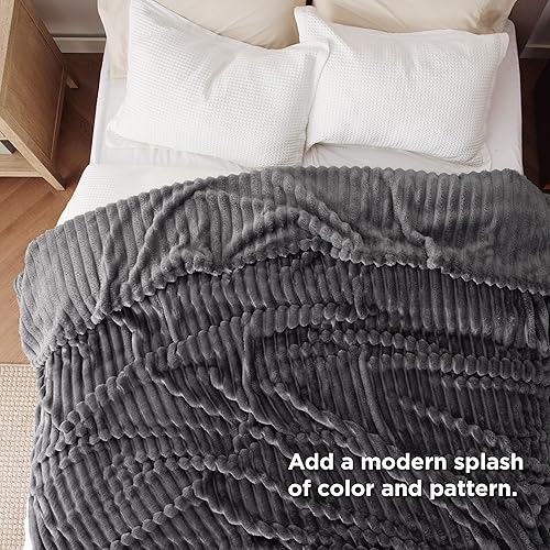Miniatura 6 de Bedsure - Manta de vellón gris, para sofá, tamaño Queen, mantas súper suaves y acogedoras para mujer, bonita manta pequeña para niñas, 90 x 90