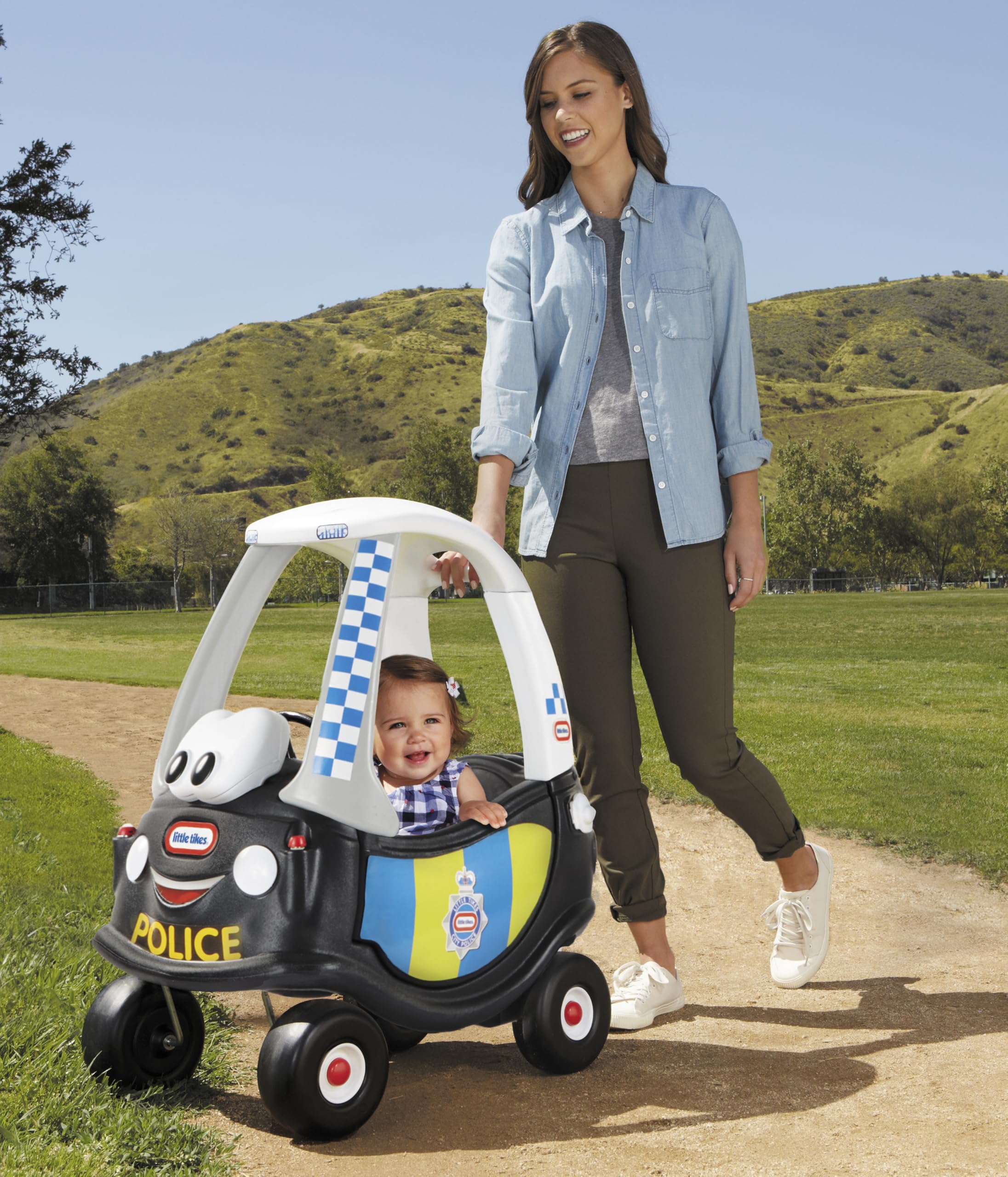Little Tikes Auto Cozy Coupe Patrulla de Policía - Para Montarse, con Bocina que Funciona, Interruptor de Encendido y Tapa de Combustible