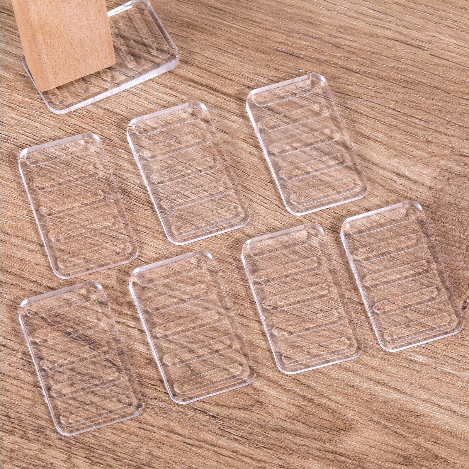 Giantree Lot de 8 cales en plastique transparent pour nivellement des meubles, blocs réglables pour niveler les toilettes/pieds inégaux, fixation découpable, côté supérieur 5 mm