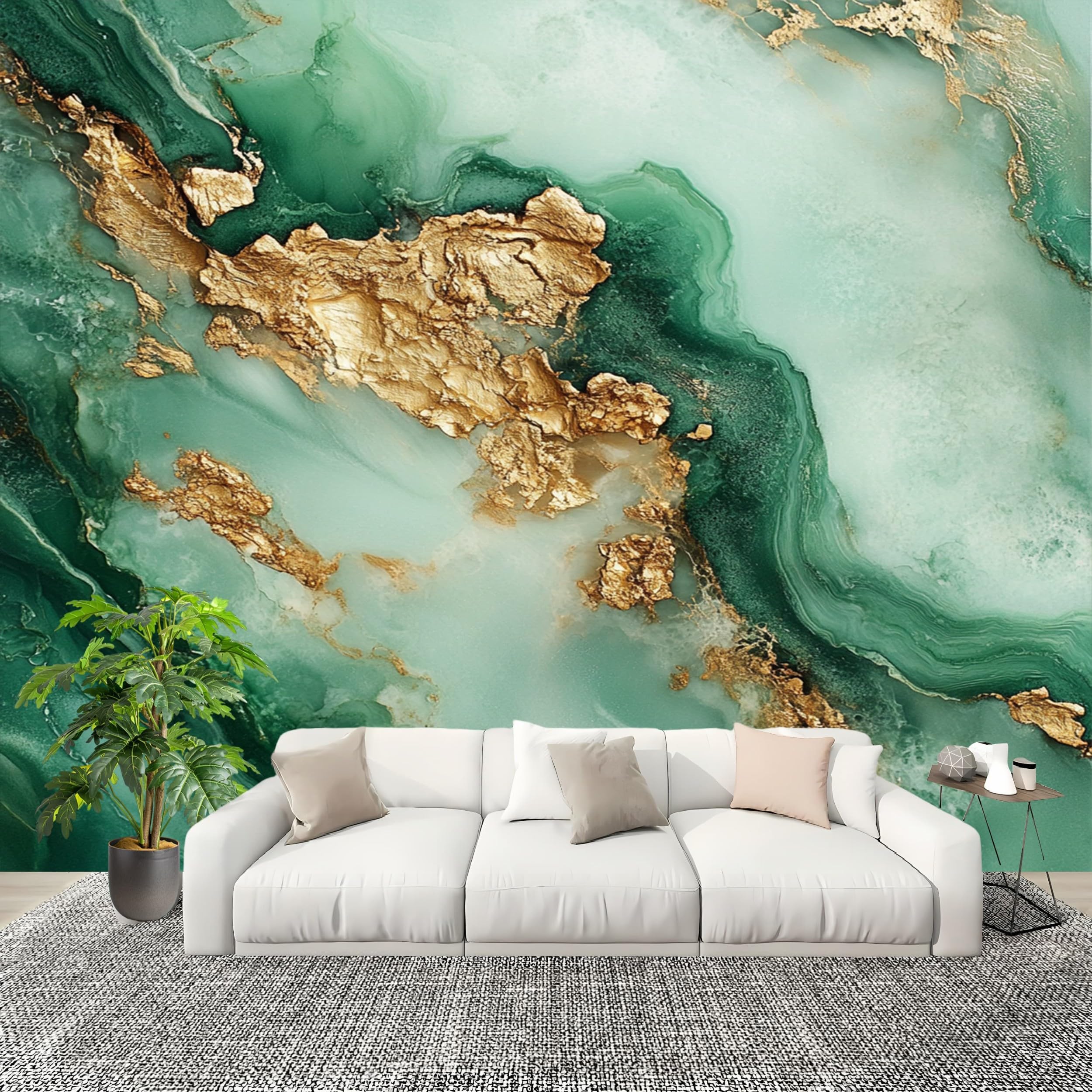 Efekt 3D, panoramiczna, niestandardowa, marmurowa, płynna, artystyczna tapeta, mural 250 x 175 cm, szmaragdowa zieleń, sztuka ścienna, naklejki do sypialni, salonu, korytarza, sofy, dekoracja plakatu