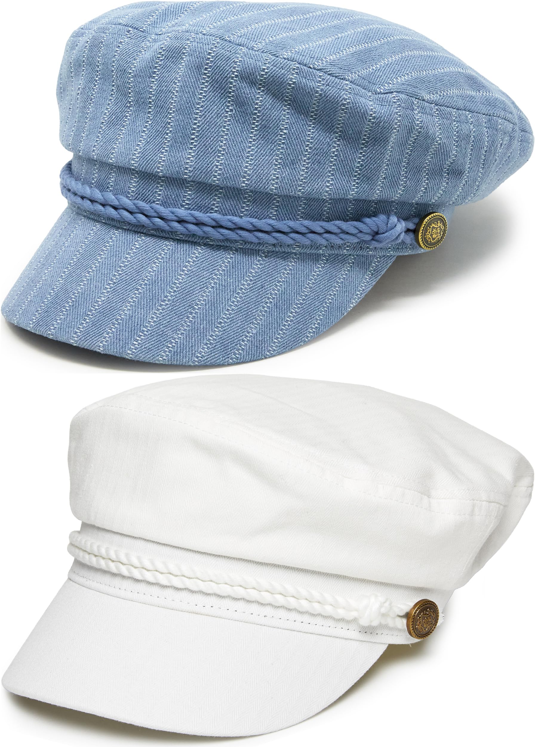 Funky Junque Greek Fisherman Newsboy Cap, Cotton Captains Bakerboy Hat