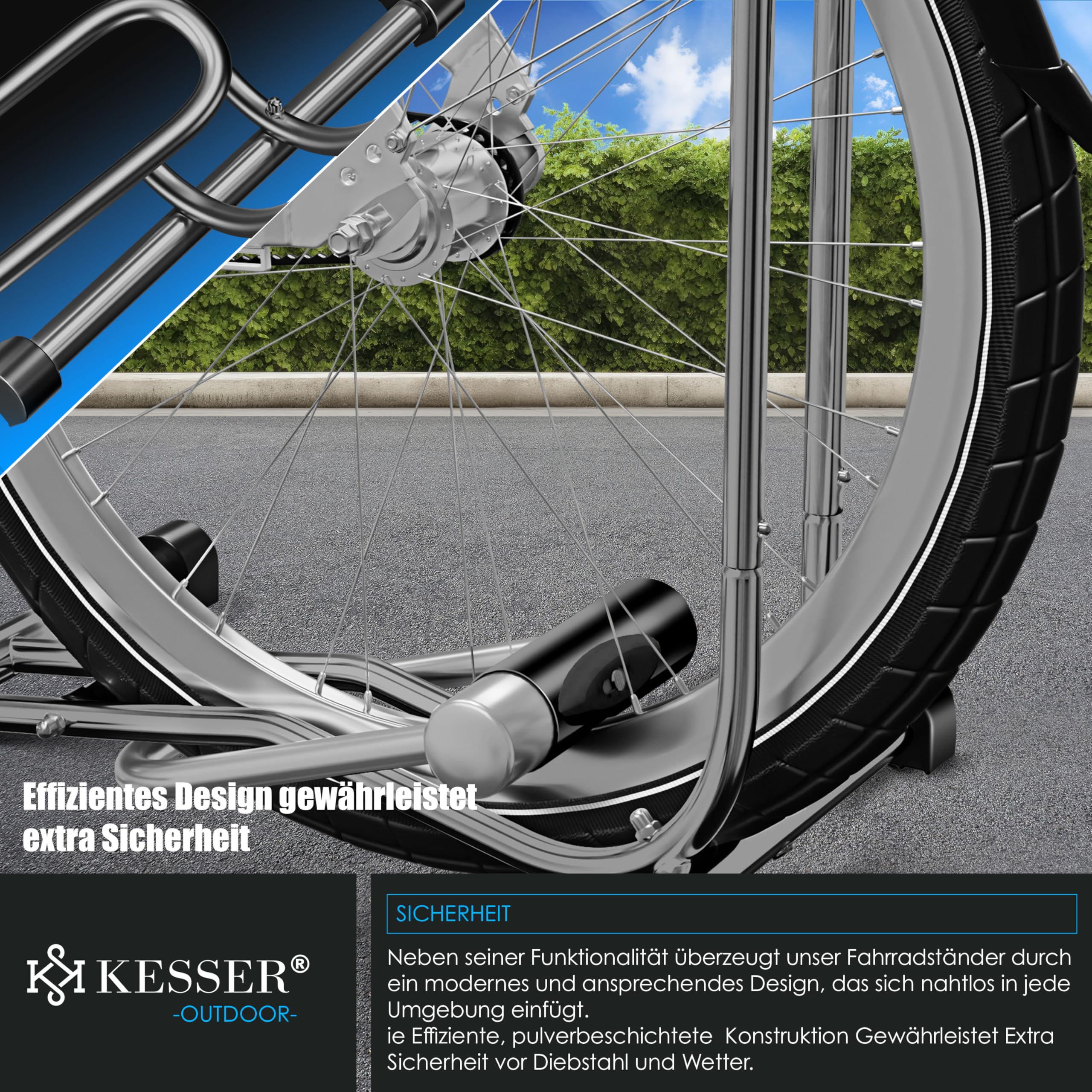 KESSER® Soporte de bicicleta para bicicleta de montaña, bicicleta eléctrica, bicicleta de ciudad, bicicleta de carretera, MTB, soporte de suelo para bicicleta independiente, ancho de neumático de