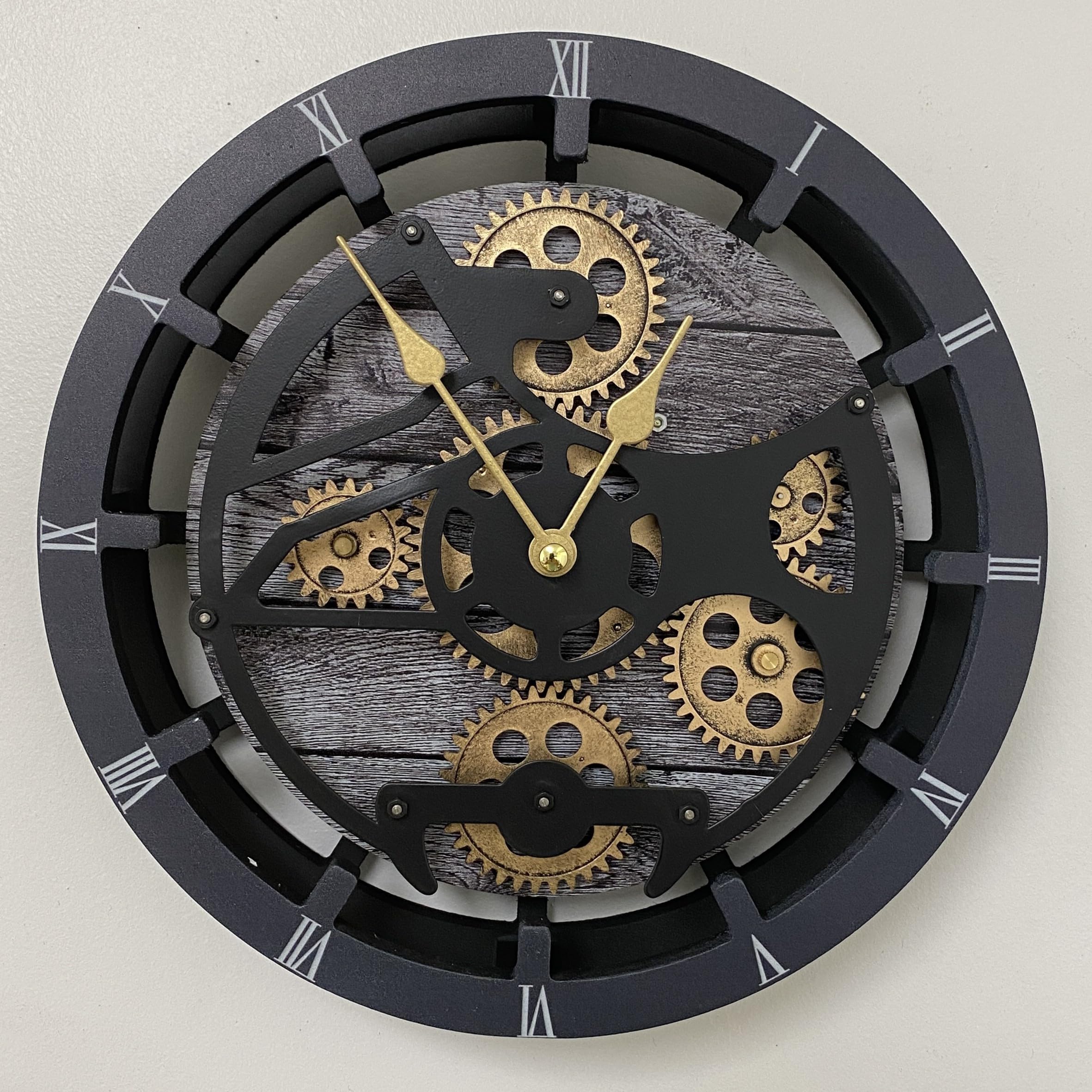 Orologio da scrivania 25,4 cm con ingranaggi mobili reali convertibile in orologio da parete (grigio carbonio)