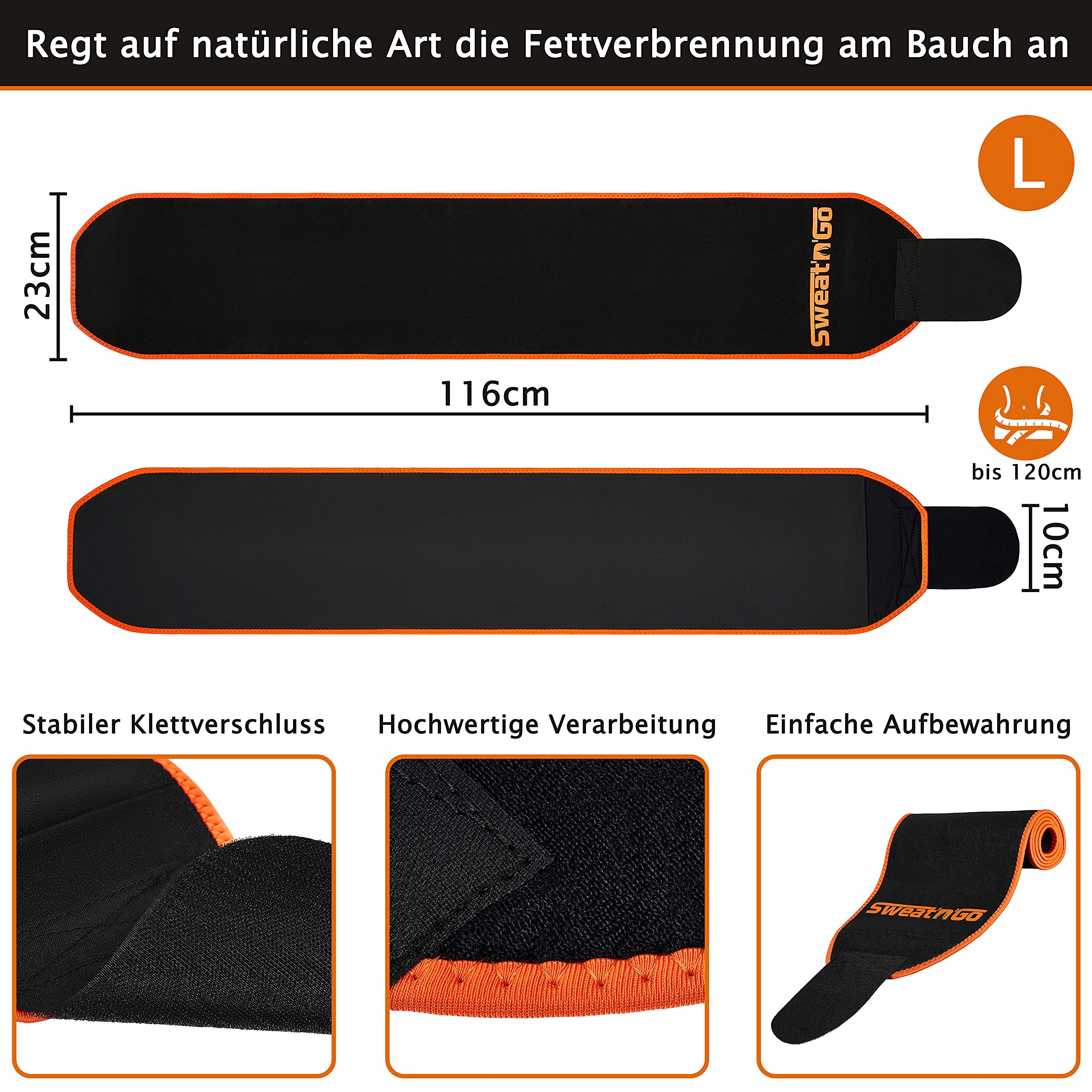 Sweat 'n' Go Bauchweggürtel - Starkes Schwitzen Durch Extra Dickes Neopren - Schwitzgürtel Mit Extrem Festem Klettverschluss - Damen und Herren