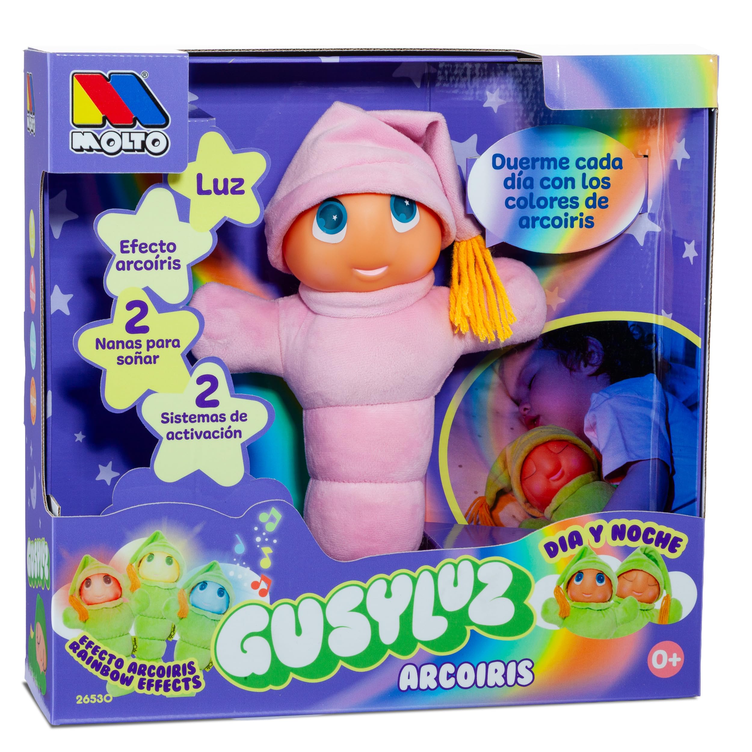 MOLTO | Gusy Luz® Arcoiris Rosa, Luz Quitamiedos Infantil, Muñeco Clásico para Dormir, 2 Nanas para Soñar, Modo Día y Noche, Juguete Bebé Desde 0 Meses — view 5