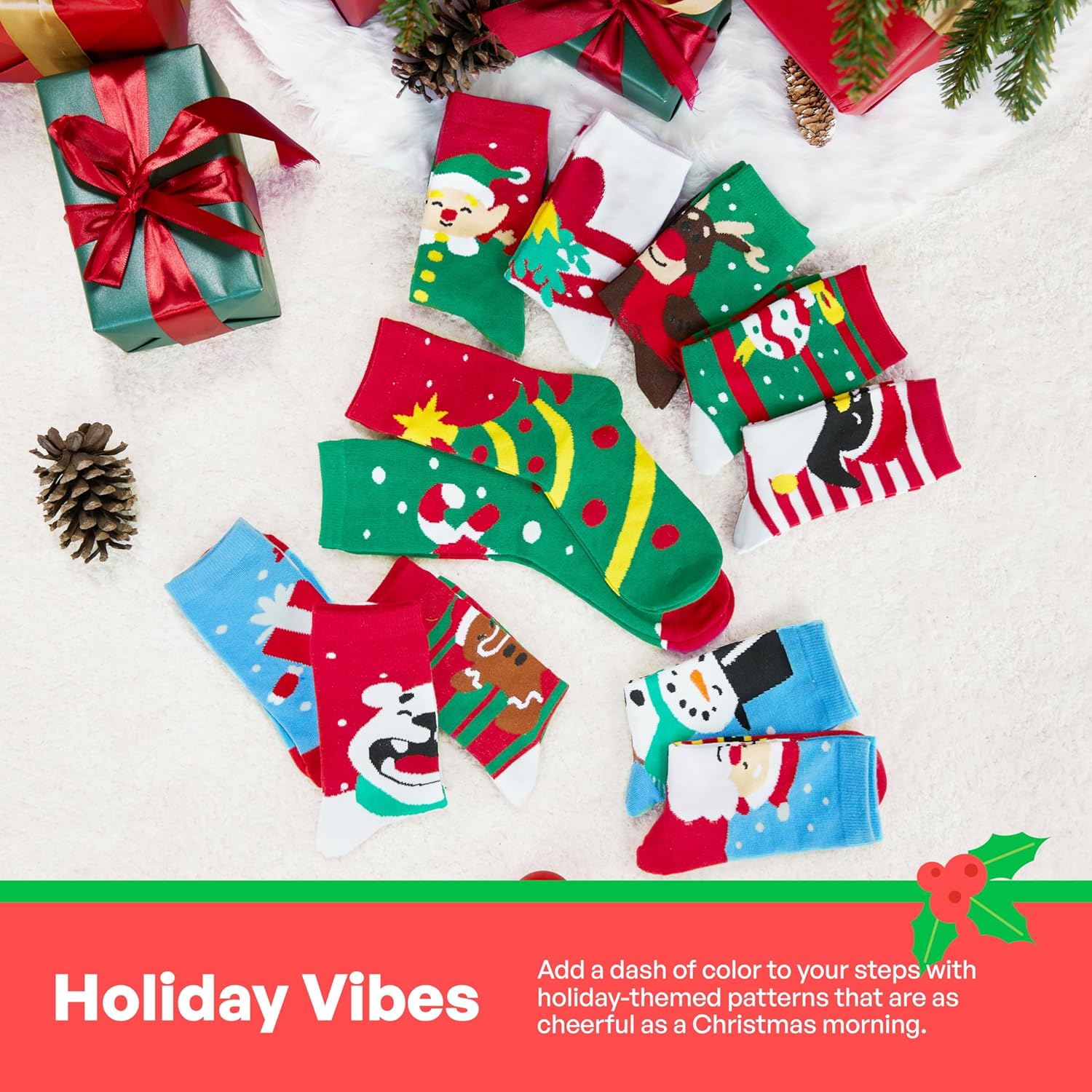 JOYIN 12 Pairs Christmas Socks for Women, Men with Box Christmas Presents for Teens, Women and Men as Holiday Presents - Image 8