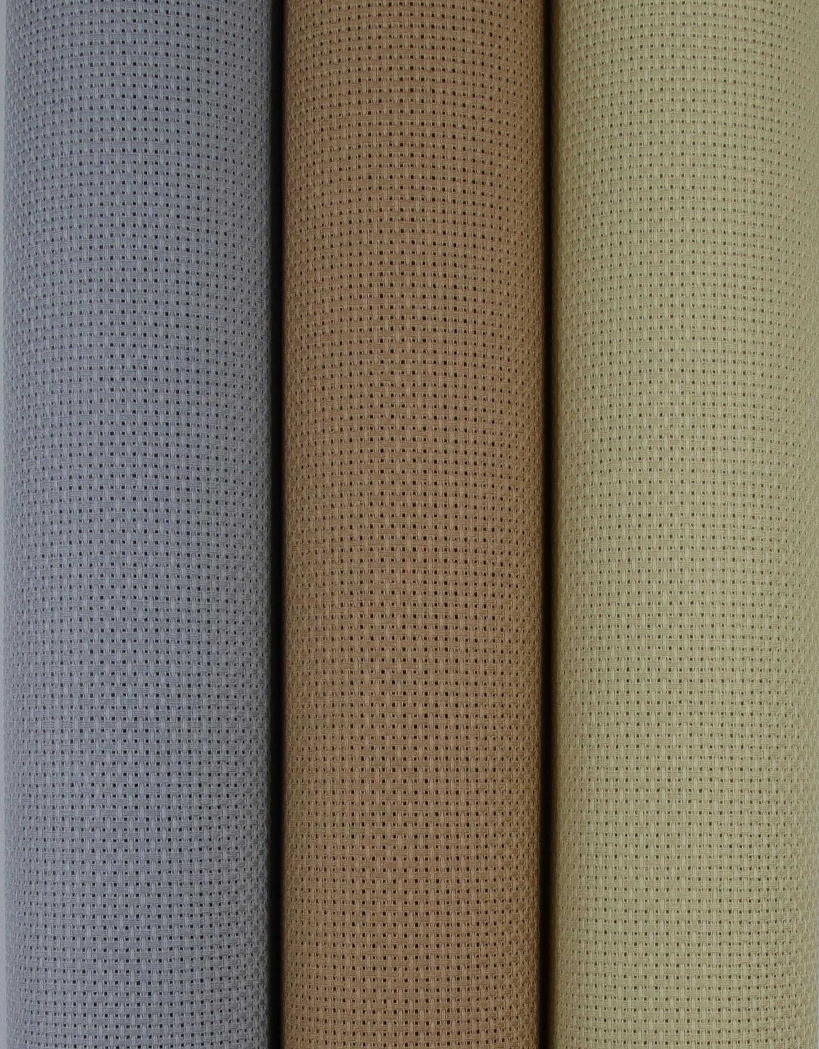KCS 3 pc of 15" x 18"(38cmx45cm) Counted Cross Stitch Cotton Aida Cloth Needlework Rolled Fabric Box,14CT,Light Grey+Khaki+Yellow Beige