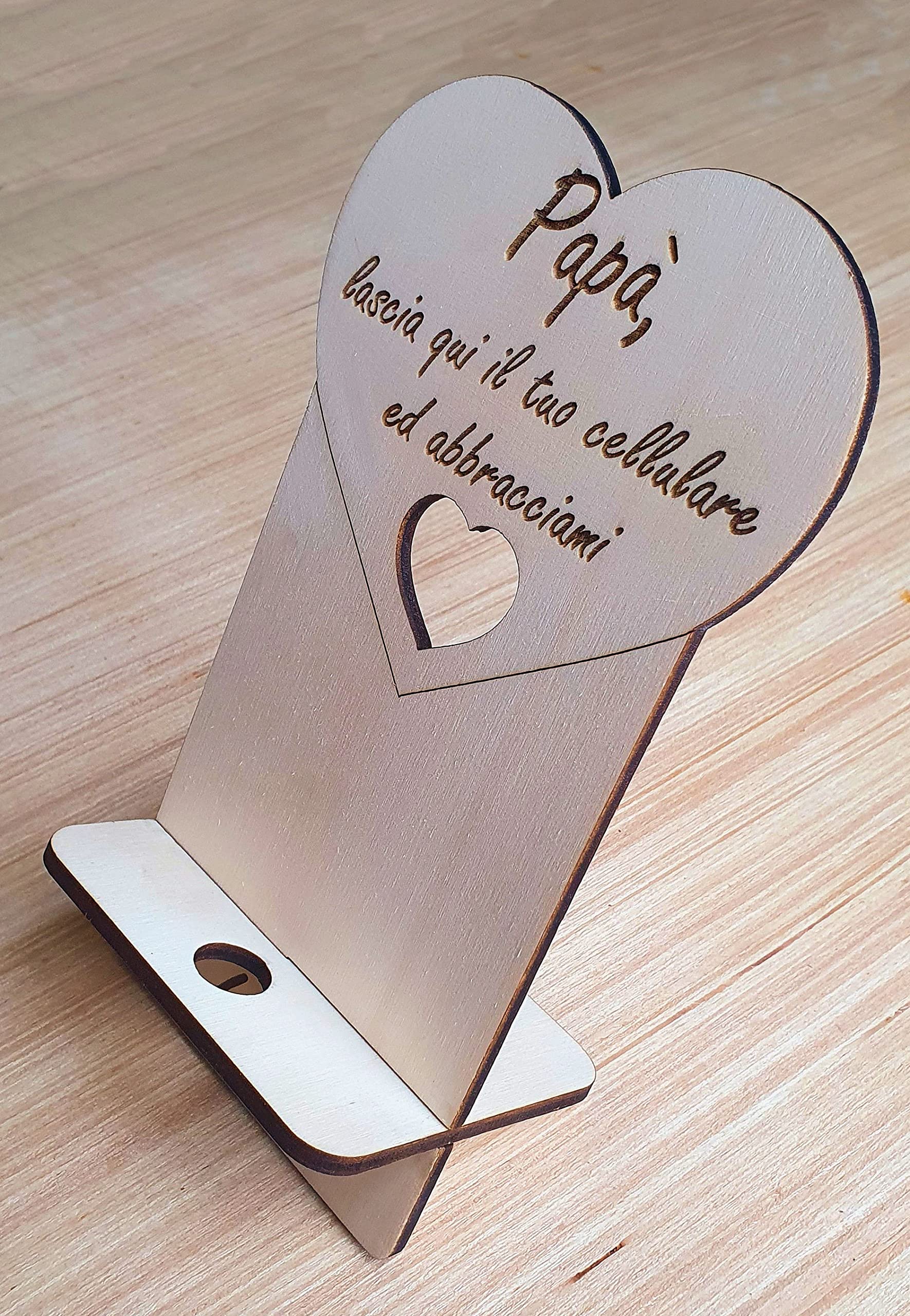 Porta cellulare personalizzato in legno - festa del papà- festa della mamma - posa cellulare - regalo originale - idee idea regalo legno personalizzato - babbo