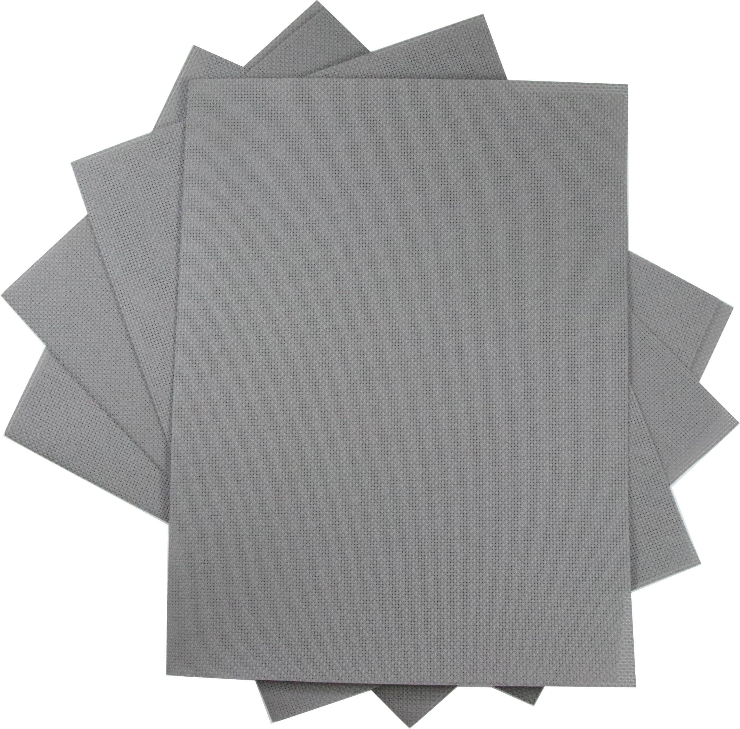 KCS 4/6 pc of 12" x 18" 30cmx45cm 16CT Counted Cotton Aida Cloth Cross Stitch Fabric (Medium Grey, 4 pc)