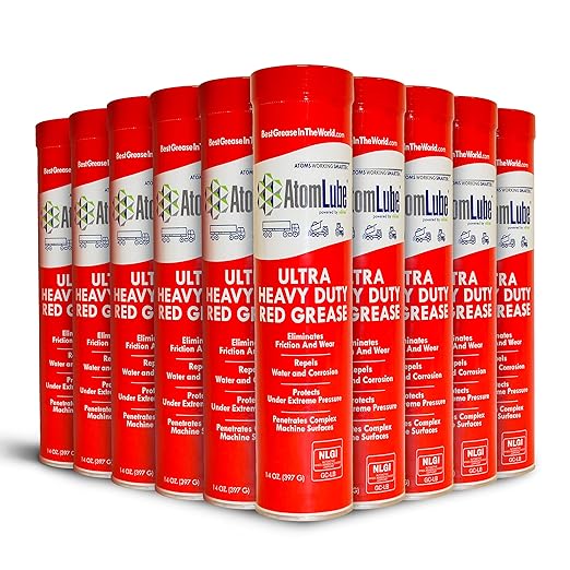 Ultra Heavy Duty Red Grease, 10-Pack of 14 Oz. | Waterproof & High Temp Lubricant for Metal Surfaces | Wheel Bearing Grease for Semi Truck Accessories