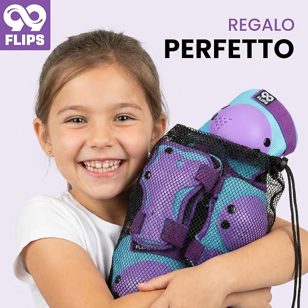 99FLIPS Protezioni Pattini Bambina 3-12 Anni - Ginocchiere Bambino, Gomitiere e Protezioni per le Mani [Set da 6 Pezzi] - Protezione Skateboard, Monopattini e Pattini a Rotelle - 5