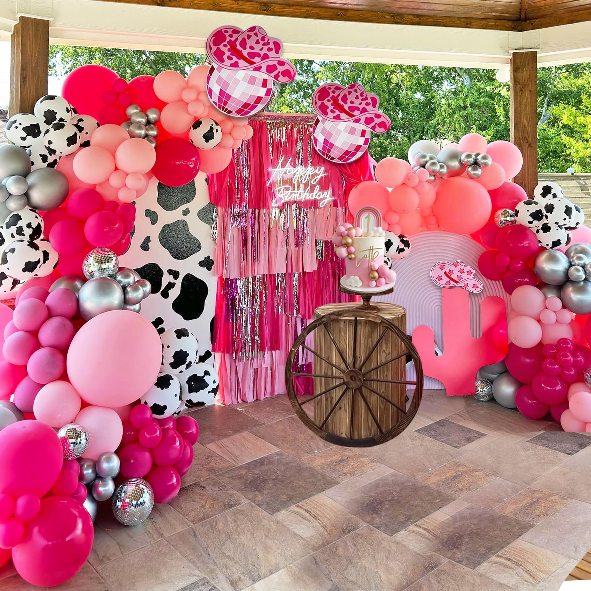 Pink Rodeo Party Snapklik.com : Cowgirl Balloons Garland Kit Hot Pink Silver 4D Balloons ...