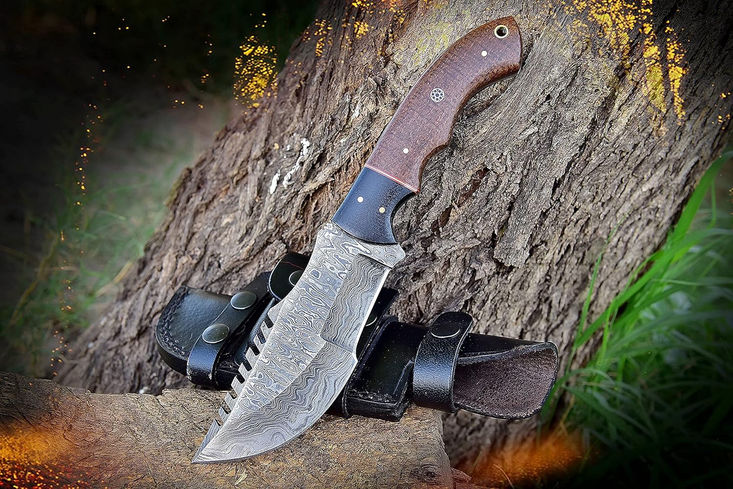 Buy Damascus Steel Tracker Knife, Handmade Full Tang Knife Damascus