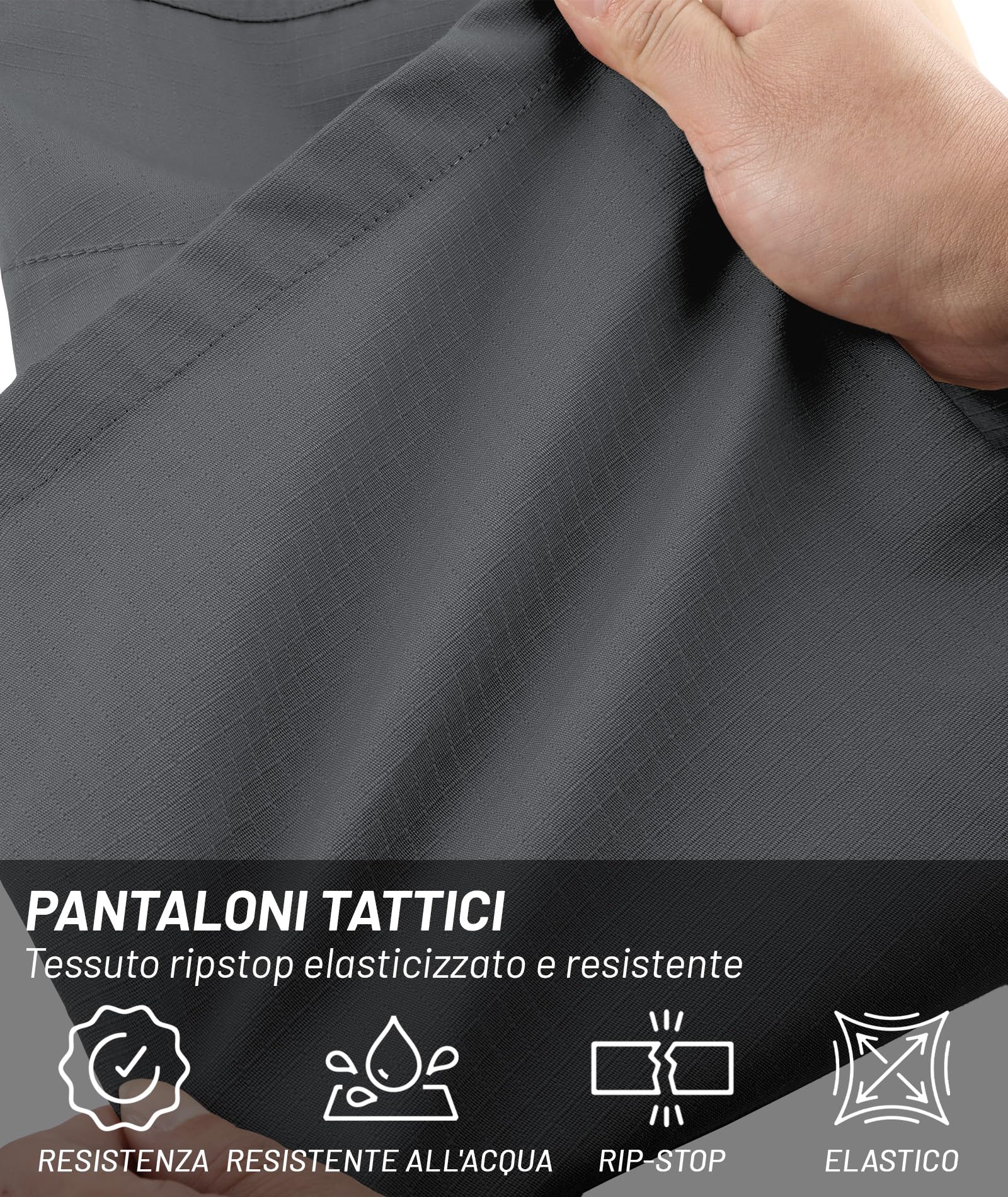 ZITY Pantalones de Trabajo para Hombre, Resistentes, de Combate, elásticos, tácticos, con múltiples Bolsillos, Cintura semielástica