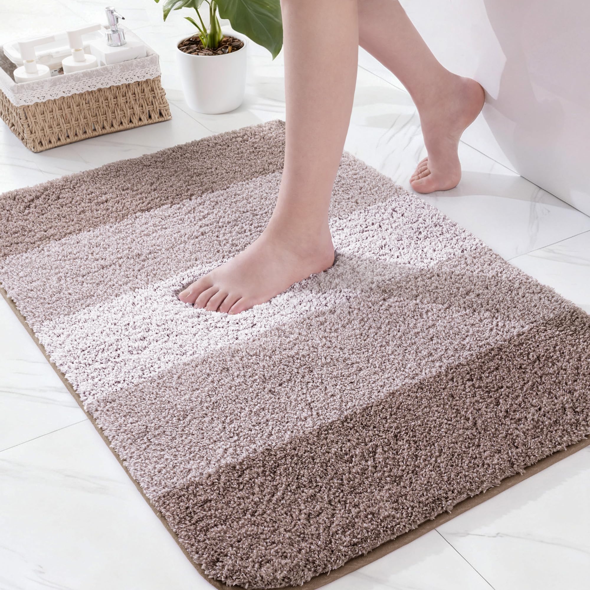 Exclusivo Mezcla Microfiber Bath Mat 50x80 CM, Extra Soft Non-Slip Super Absorbent Bathroom Mats, Machine Washable Quick Dry Bath Rugs for Bathroom Floor, Shower, Home Decor, Gradient Coffee — image 1
