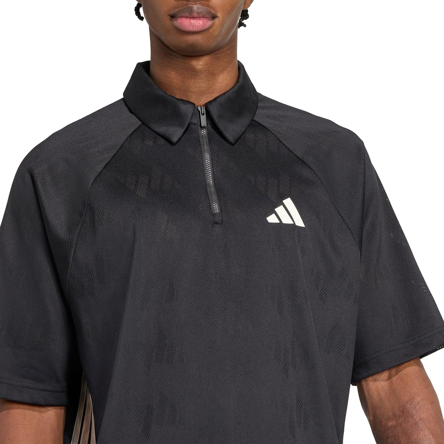 Adidas Mens Stadium 3-Stripes Tennis Inspired Jacquard Polo T-Shirt - Image 4