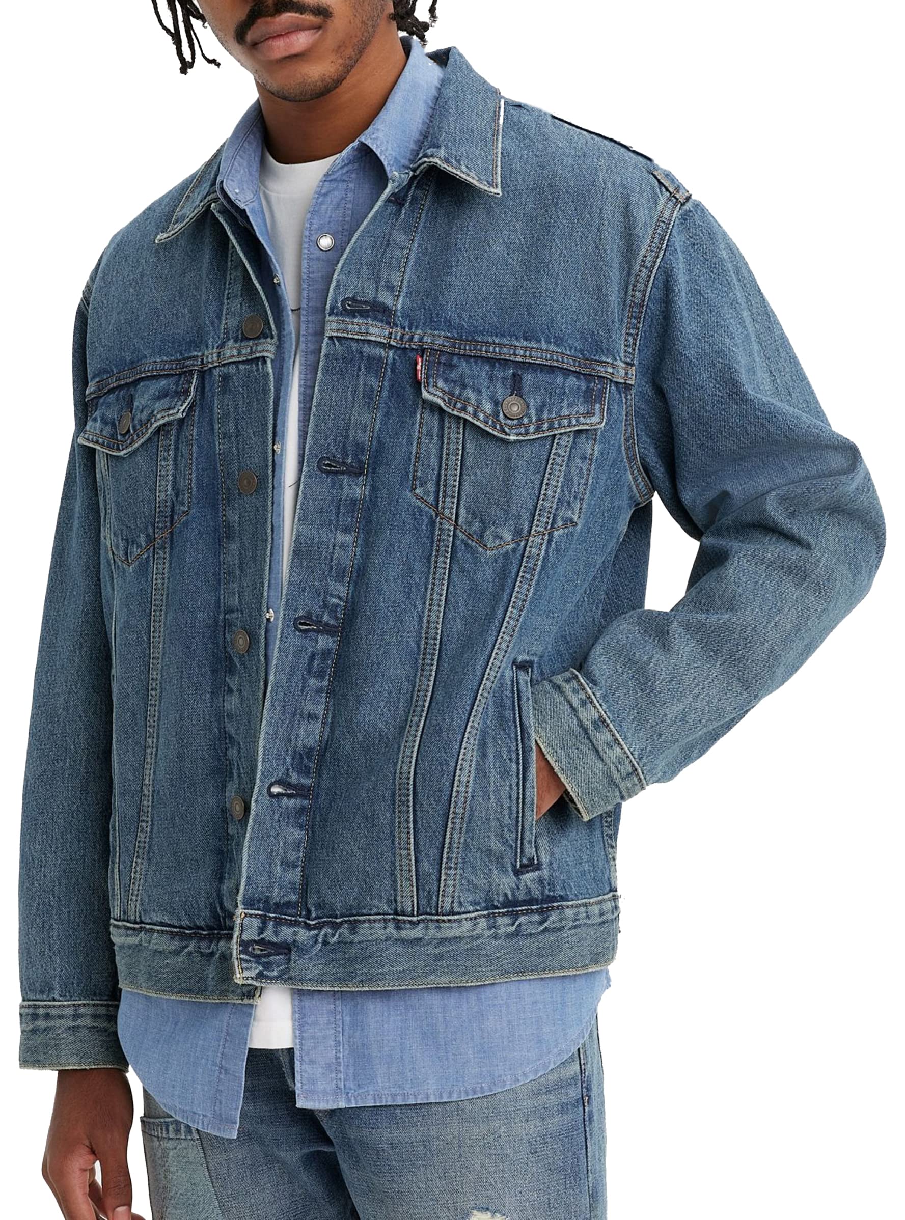 Levi's Mężczyźni New Relaxed Fit Trucker Denim Jacket, Waterfalls, XL