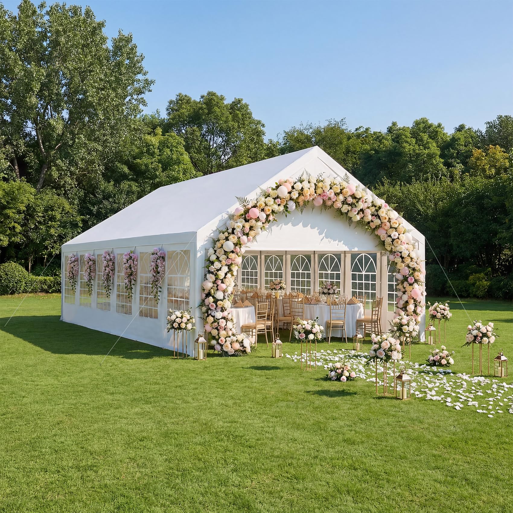 Condition photo showing New/Like New for party tent 20x40ft outdoor canopy gazebo heavy duty large event shelter carport white for wedding parties bbq