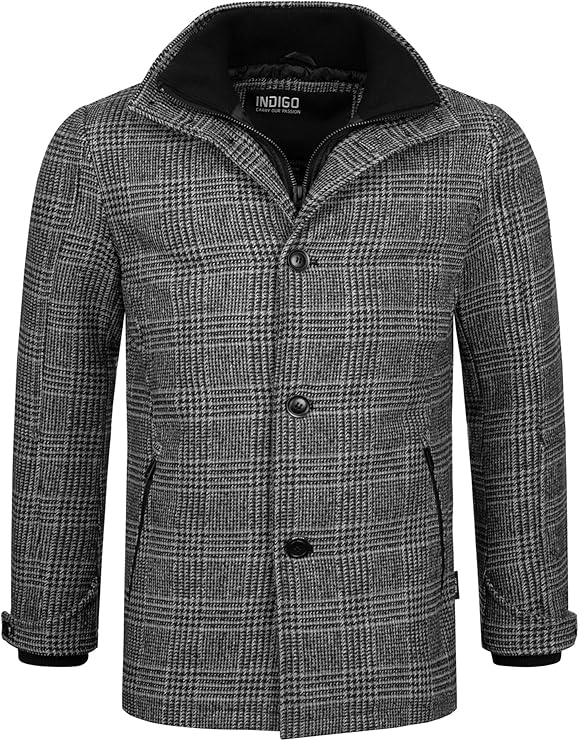 Indicode Men's Brittany short coat with standup collar, warm wool coat