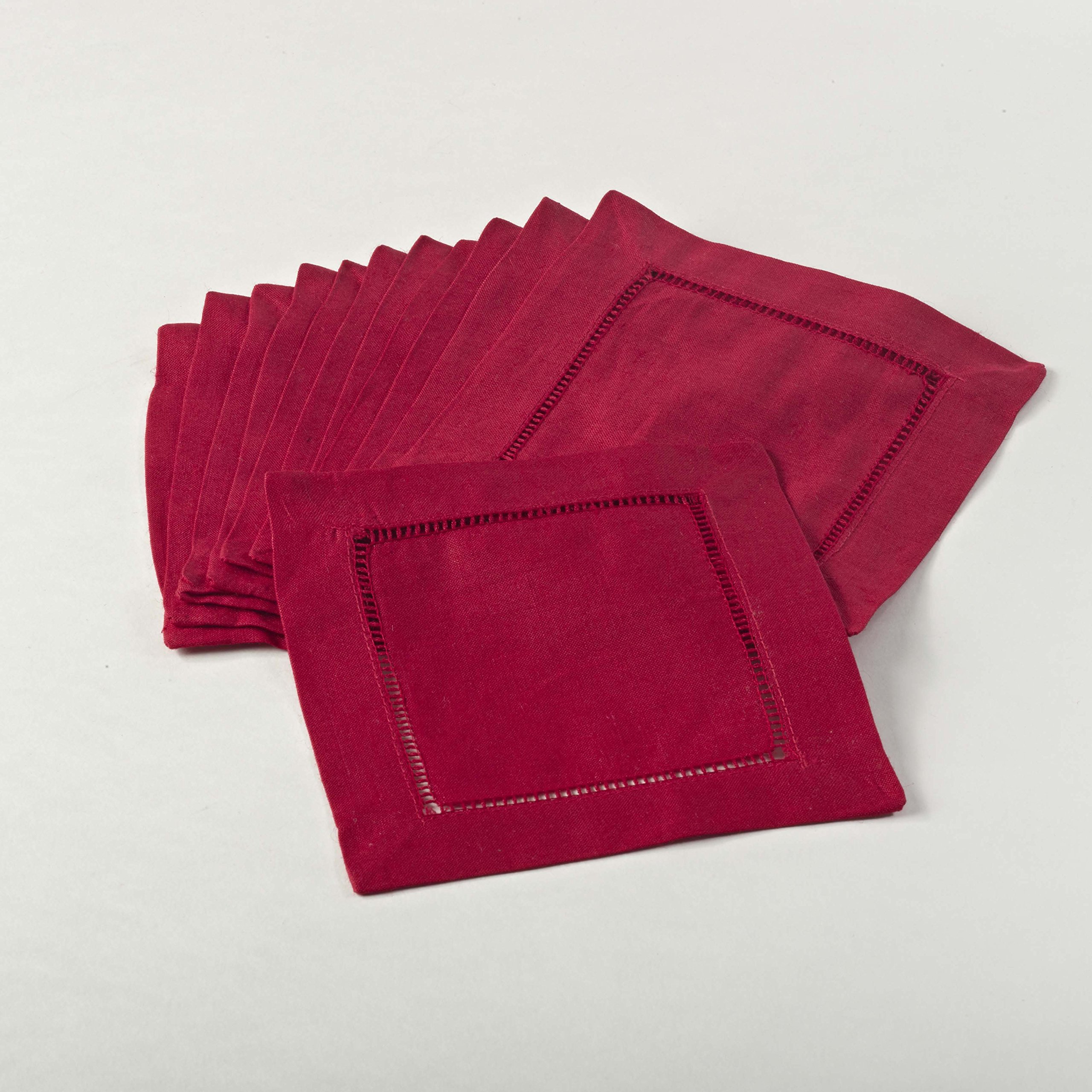 SARO LIFESTYLE Servilletas de cóctel con Dobladillo (Juego de 12), 55% Lino, 45% algodón, 6 Pulgadas, 6 x 6 Pulgadas (Juego de 1)