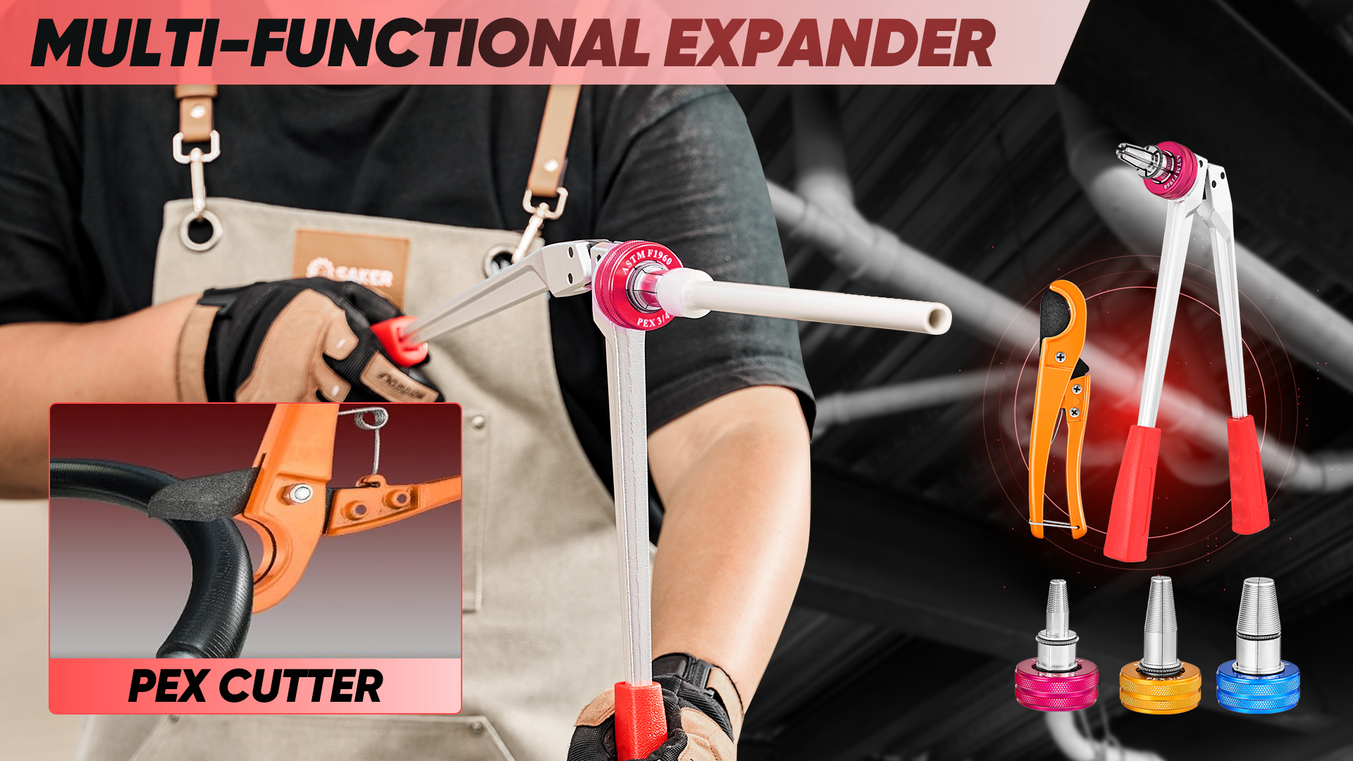 Saker PEX Tube Expansion Tool Kit | PEX-A Expansion Tool with 1/2