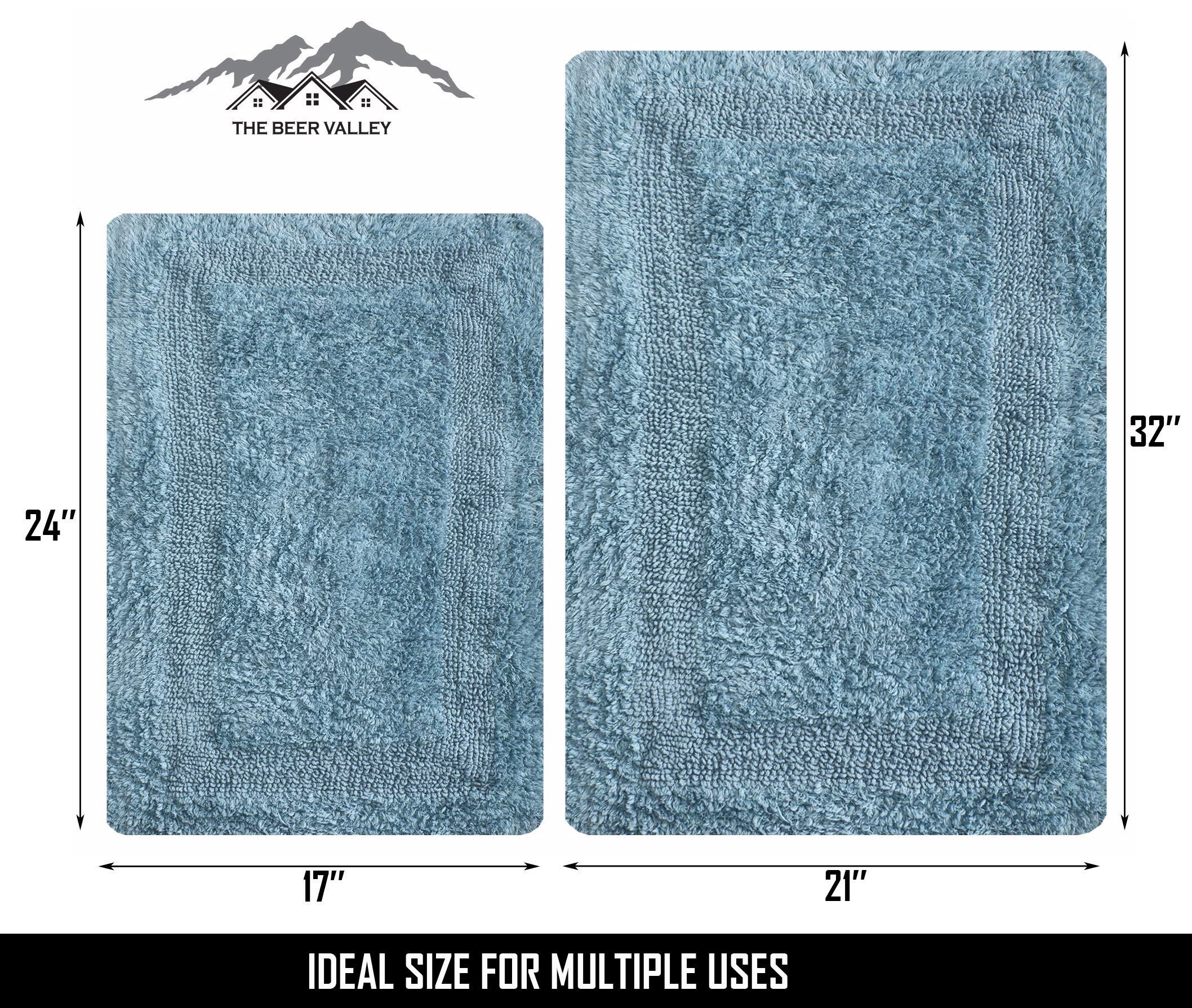 Tappetini Bagno In Cotone 100% – Set 2 Pezzi (43x61 Cm + 53x86 Cm) – Morbidi, Assorbenti E Lavabili
