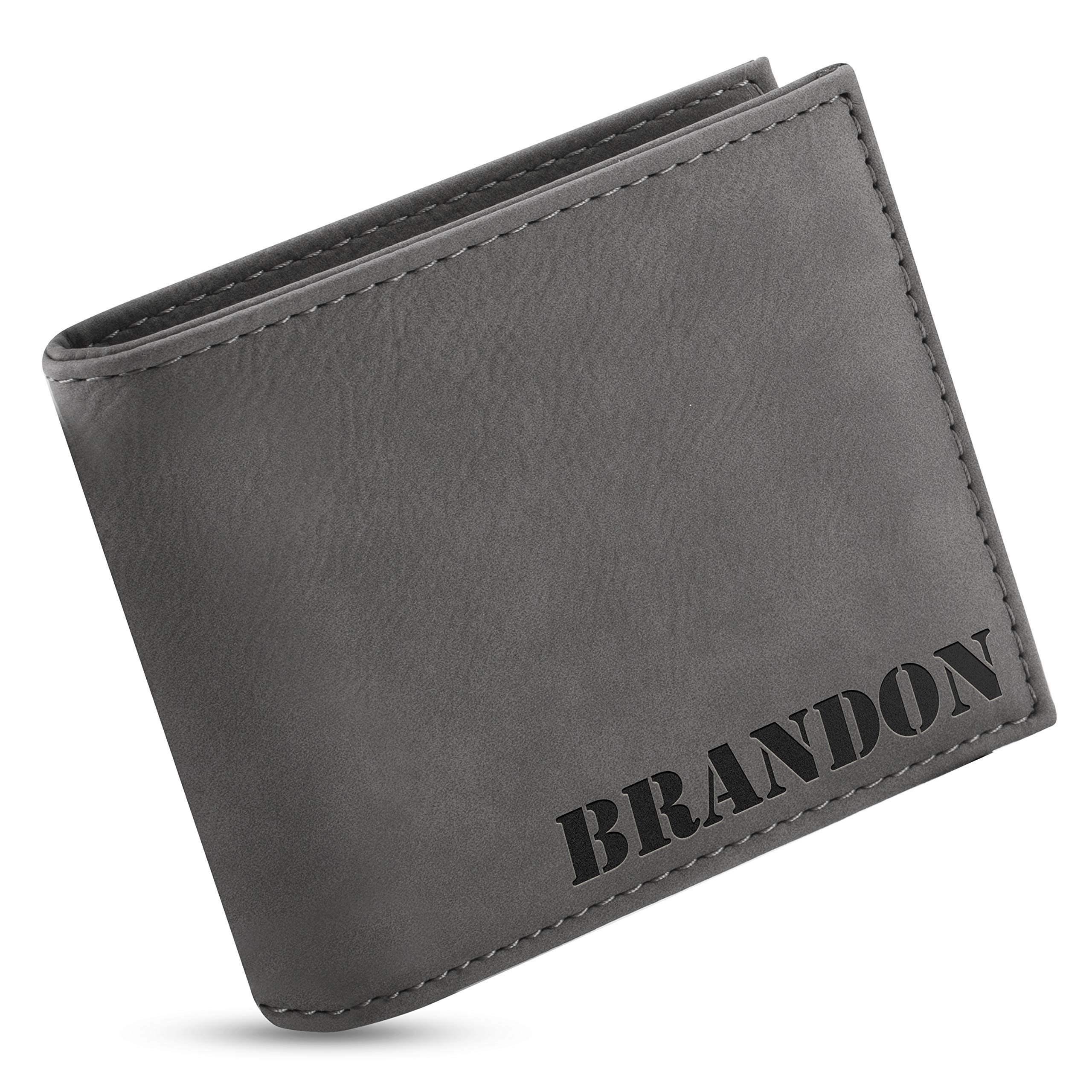 Personalized Leather Wallets for Men, Custom Engraved - 6 Colors & 19 Font Options - Father's Day Gifts