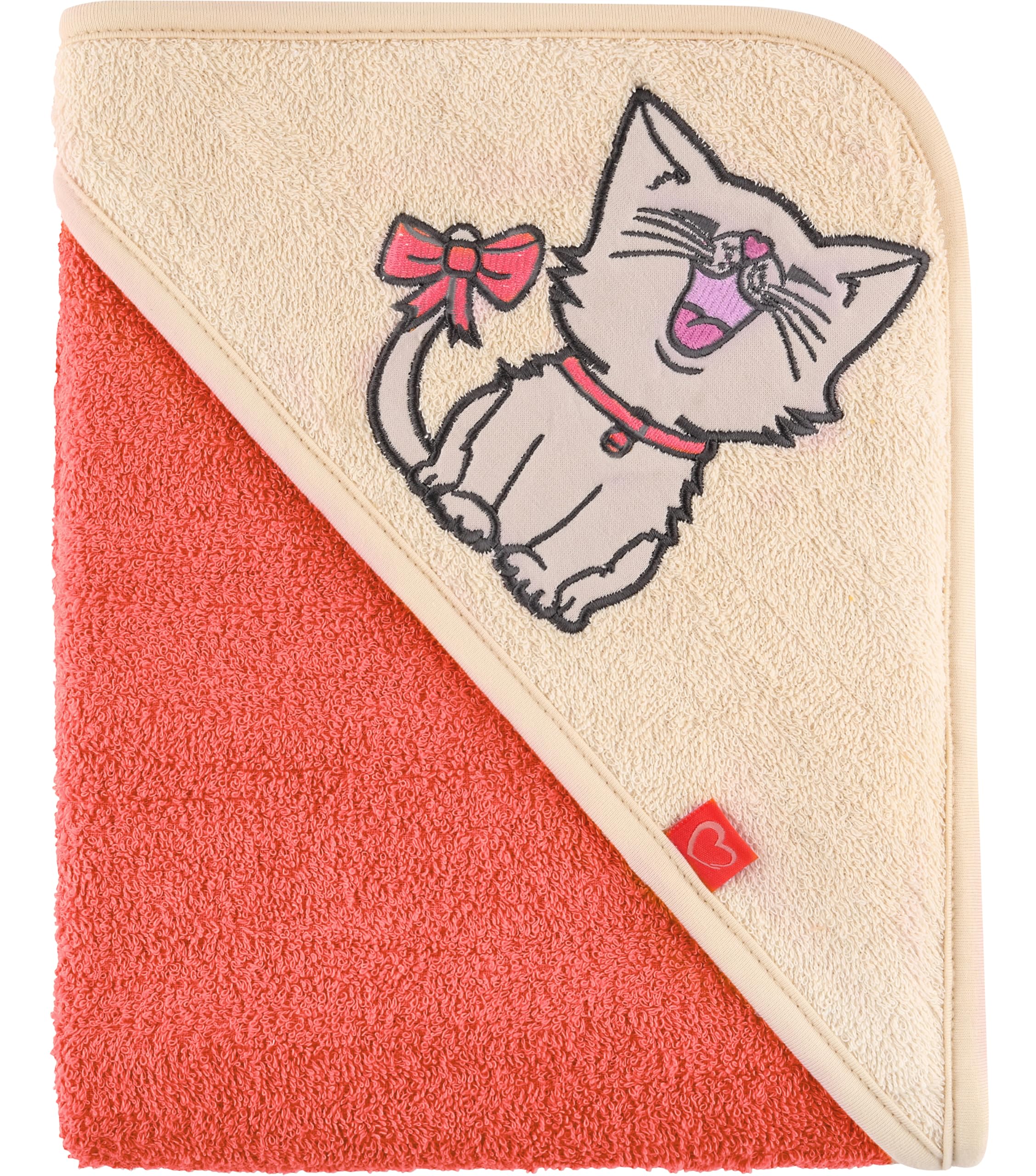 Be Mammy Kapuzenhandtuch Babyhandtuch aus Baumwolle Oeko-Tex Standard 100 100cm x 100cm BE20-240-BBL (Orange - Katze)