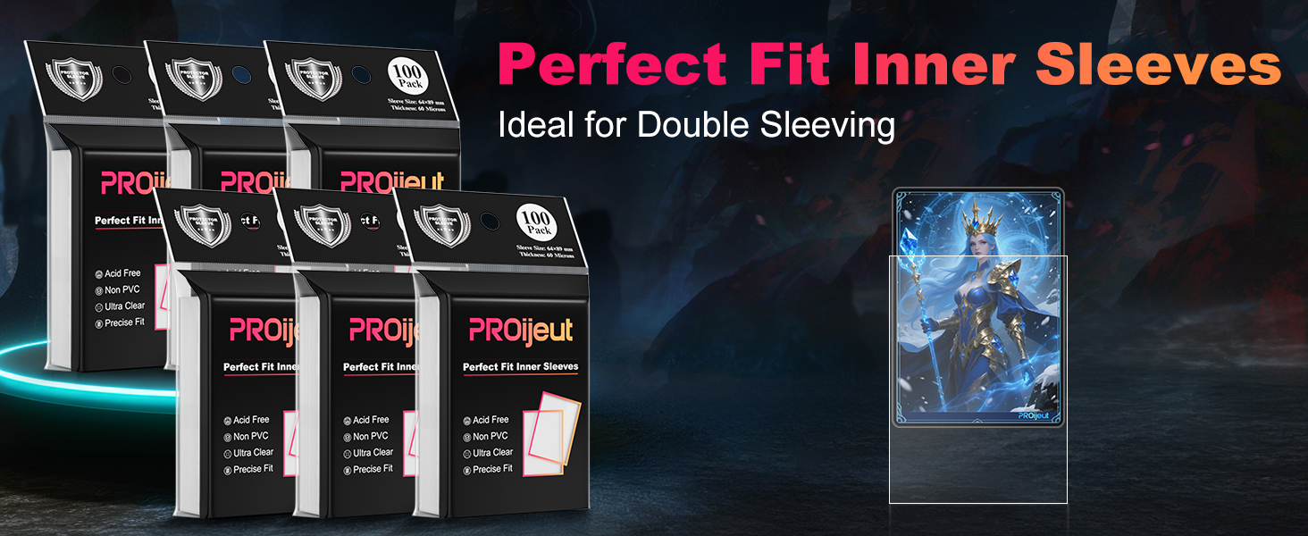 1200 Pack Card Sleeves Clear, Perfect Fit Inner Sleeves Ideal for Double-sleeving, Trading Card Sleeve Compatible with MTG, PKM, TCG and Gaming Cards (60 Microns) : Toys & Games