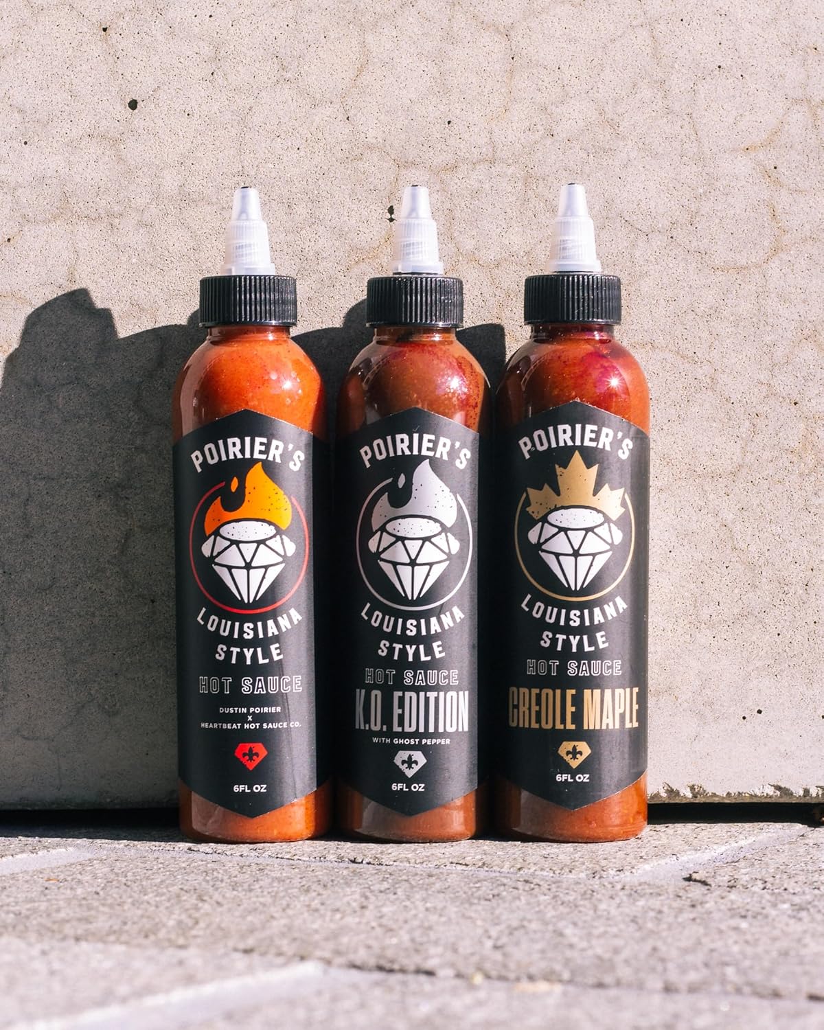 Heatonist Dustin Poirier's Louisiana Style Hot Sauce Trio: Poirier's Creole Maple, KO Edition and Traditional - Official Hot Sauce of UFC