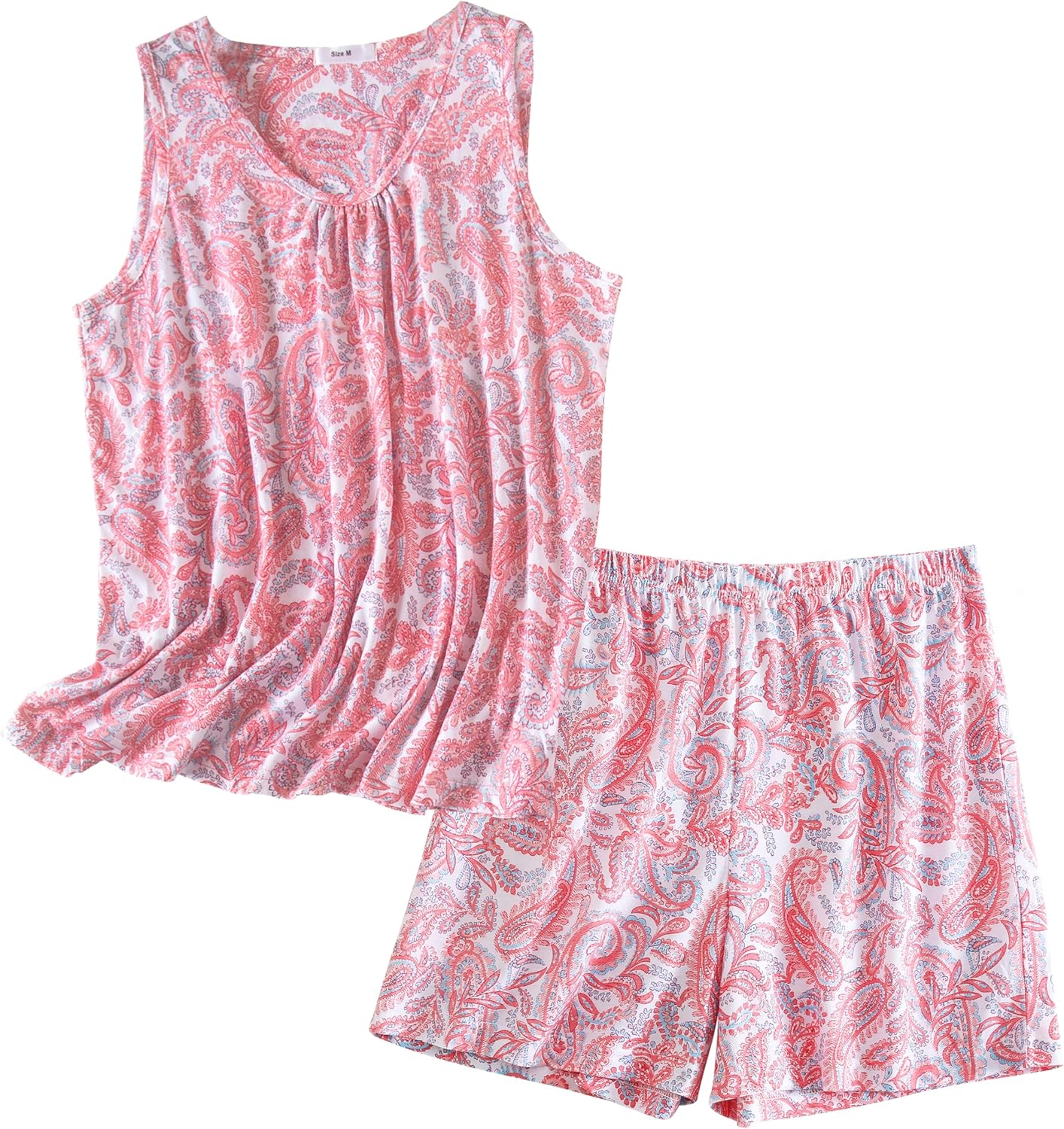 PNAEONG Women Cotton Sleepwear Short Sets Tank&Short Pajamas Sets XTSY208