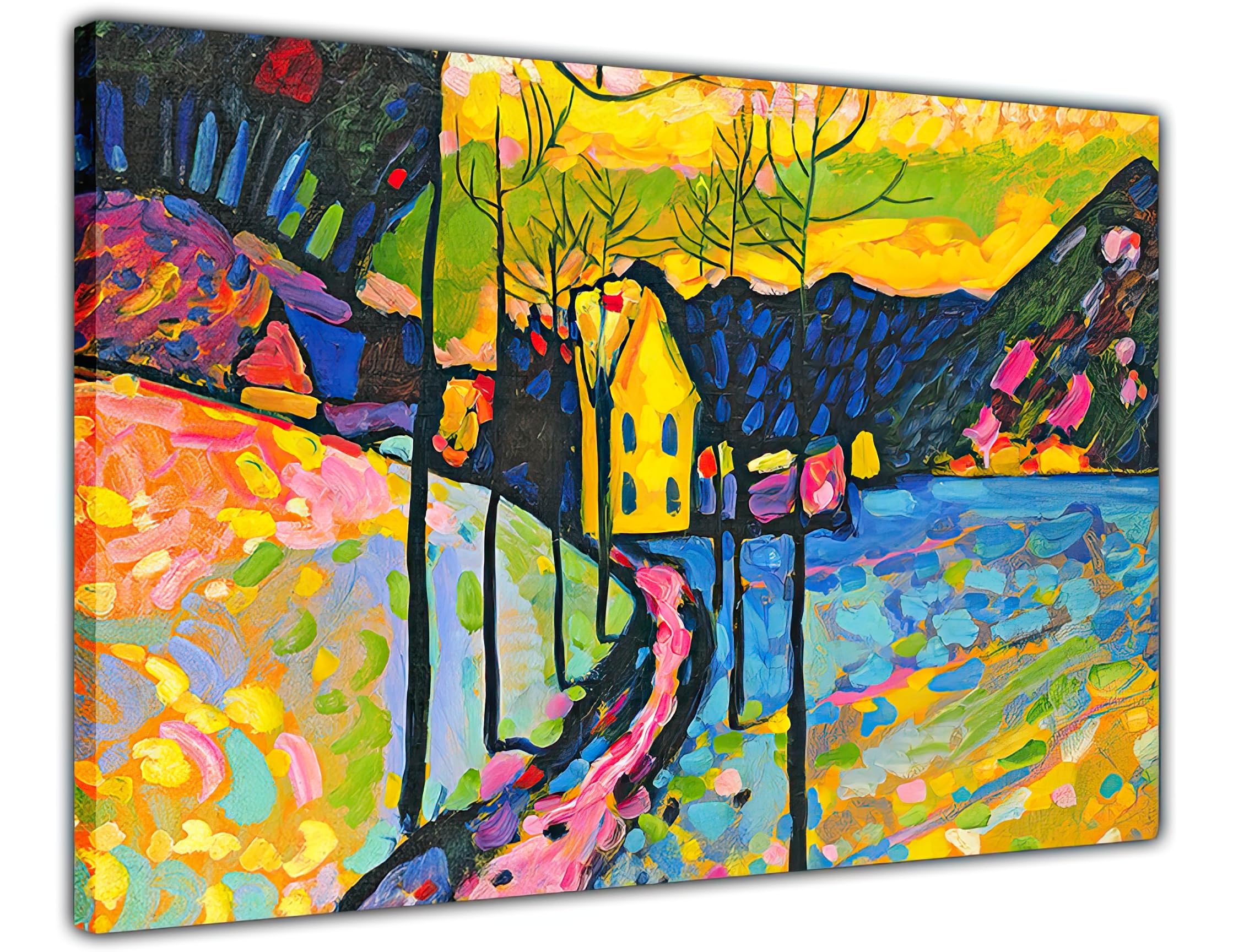 Pastello Yellow, Pink, Blue, Green, Red Wassily Kandinsky Winter, Canvas Wall Art, Wall Art Picture Print For Living Room And Bedroom (61Cm X 41Cm / 24X16inch)