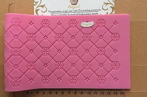 Miniatura 5 de Anyana 15" sugar edible daisy grid lattice lace cake silicone Embossing Mat Texture fondant impression lace mat decorating mold gum paste cupcake