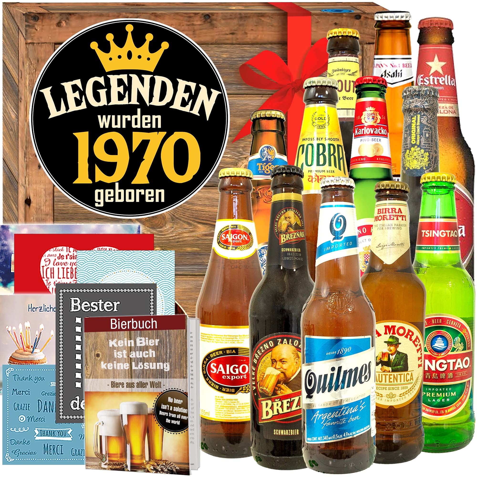 Legenden 1970 + 12 Biere aus aller Welt + Geburtstagsgeschenke für Sie