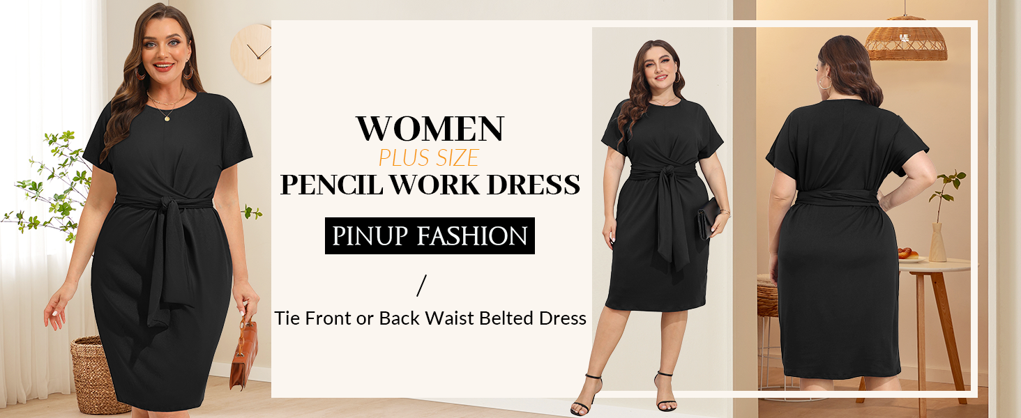 Pinup Fashion Plus Size Pencil Dress - Ruched Cocktail Dress For Wedding  Guest & Office