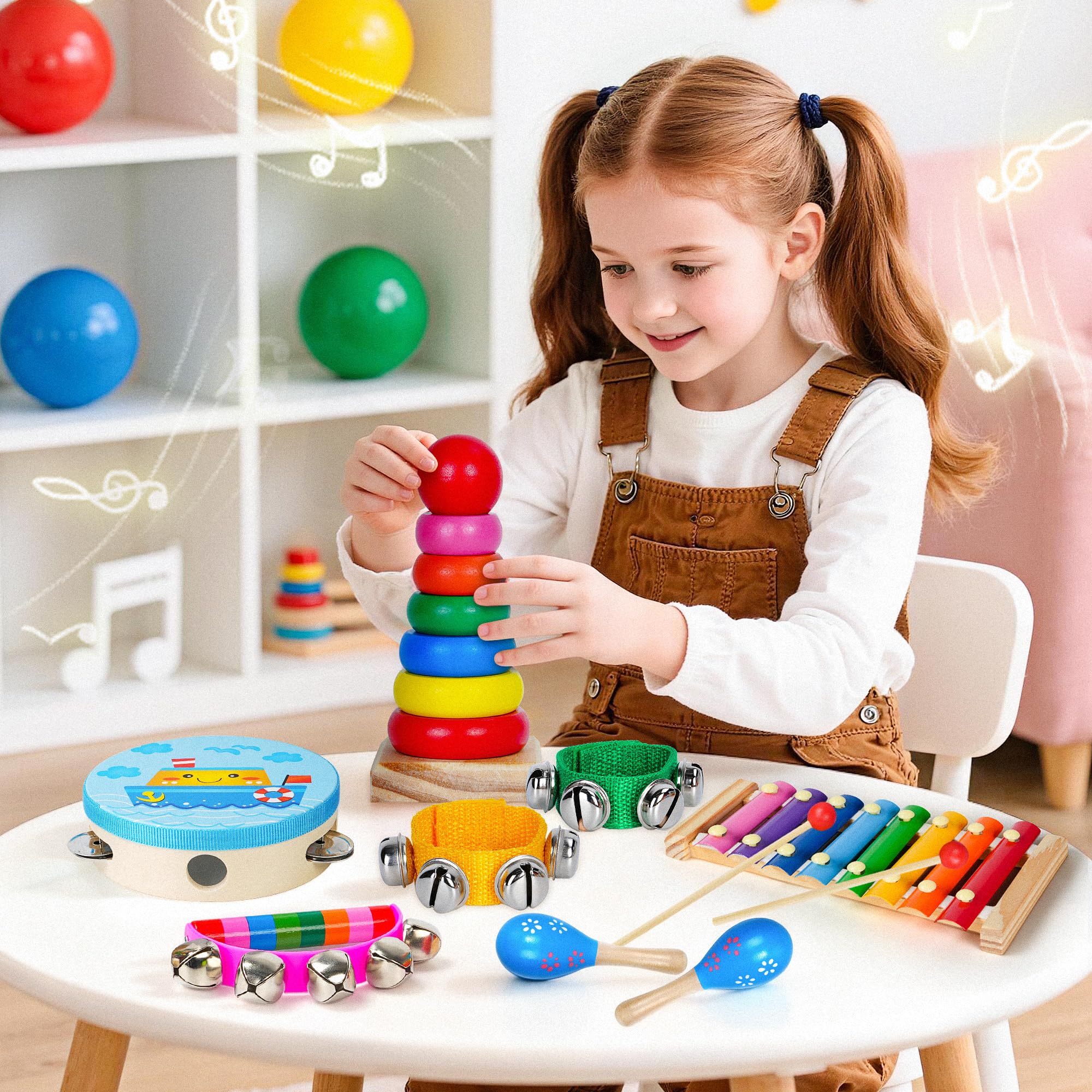 Childom Kids Musical Instruments for Toddlers,Baby Musical Toys for Toddlers,Preschool Educational Kids Gifts,Birthday Gifts for Boys Girls,Kid Xylophone,Kid Maracas,Wooden Instruments Toddler Toys